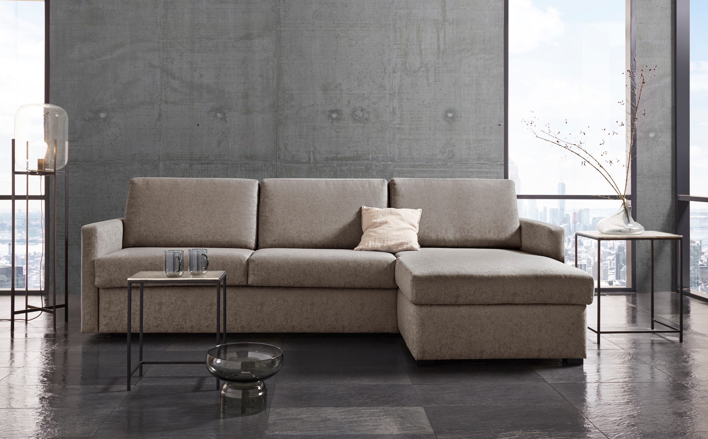 Places of Style Schlafsofa "GOLDPOINT Ecksofa 264 cm, Liegefläche (140/200cm), L-Form,", Bettfunktion, Bonell-Federkernm