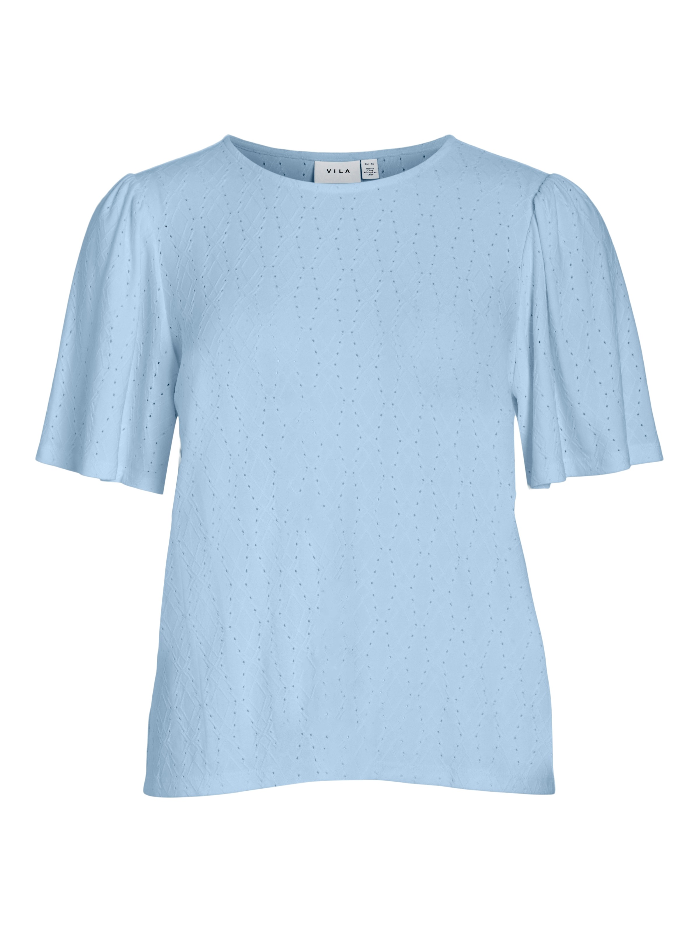 Rundhalsshirt VILA "VIBELLI O-NECK S/S TOP - NOOS", Damen, Gr. S, nantucket breeze, Jersey, Obermaterial: 95% Polyester, 5% Elasthan, unifarben, regular fit normal, Rundhals, Shirts Rundhalsshirt 3