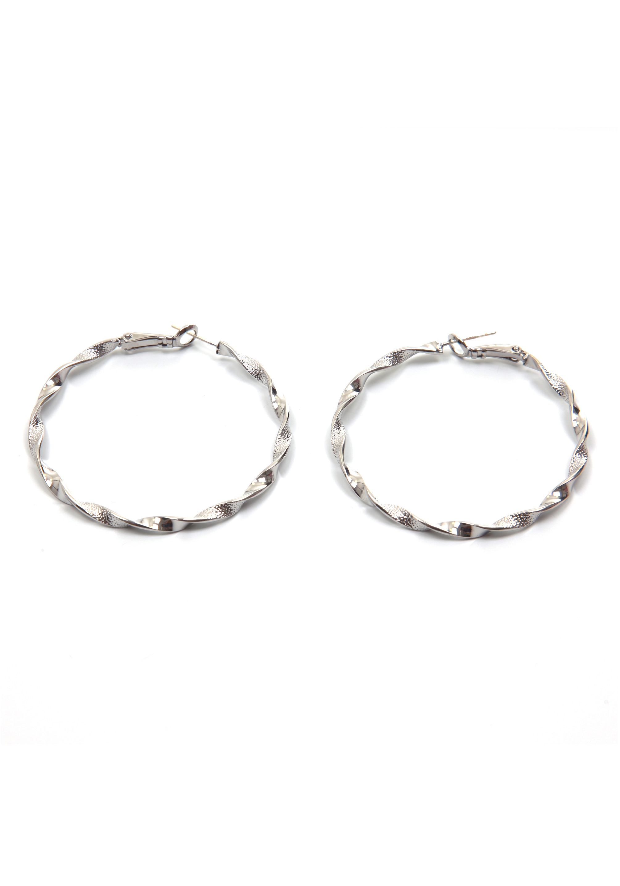 FIRETTI Damen Paar Creolen "Ohrschmuck Blatt hängend lang", 48mm, Metall, silber, Metall, Ohrringe