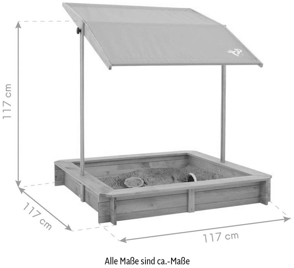 TP Toys Sandkasten, aus Holz, mit neigbarem Sonnendach