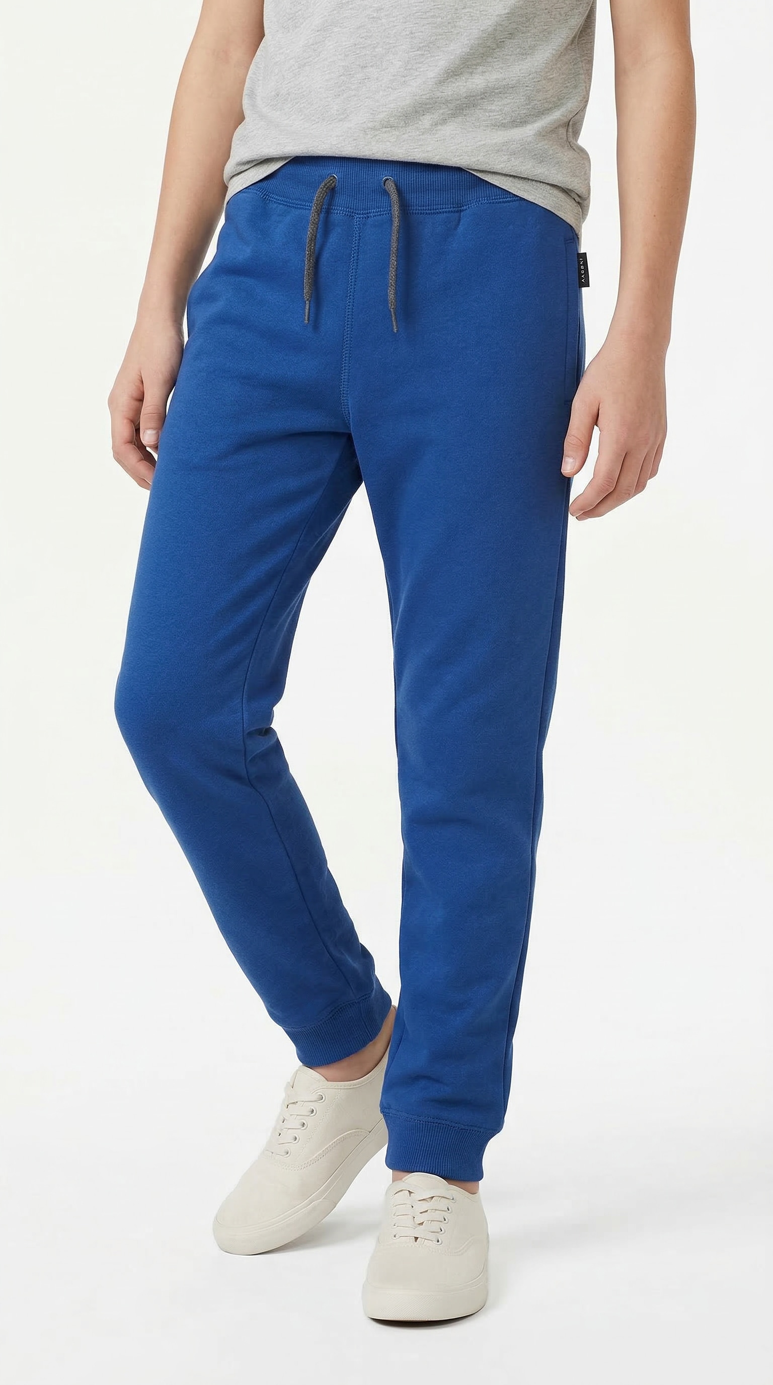 Sweathose NAME IT "NKMSWEAT – Jogger mit verstellbarem Bund und Rippbündchen", Jungen, Gr. 92, N-Gr, blau (set sail), angeraute Sweatware, Obermaterial: 80% Baumwolle, 20% Polyester, unifarben, regular fit knöchellang, Hosen Sweathose, unifarben, casual, 