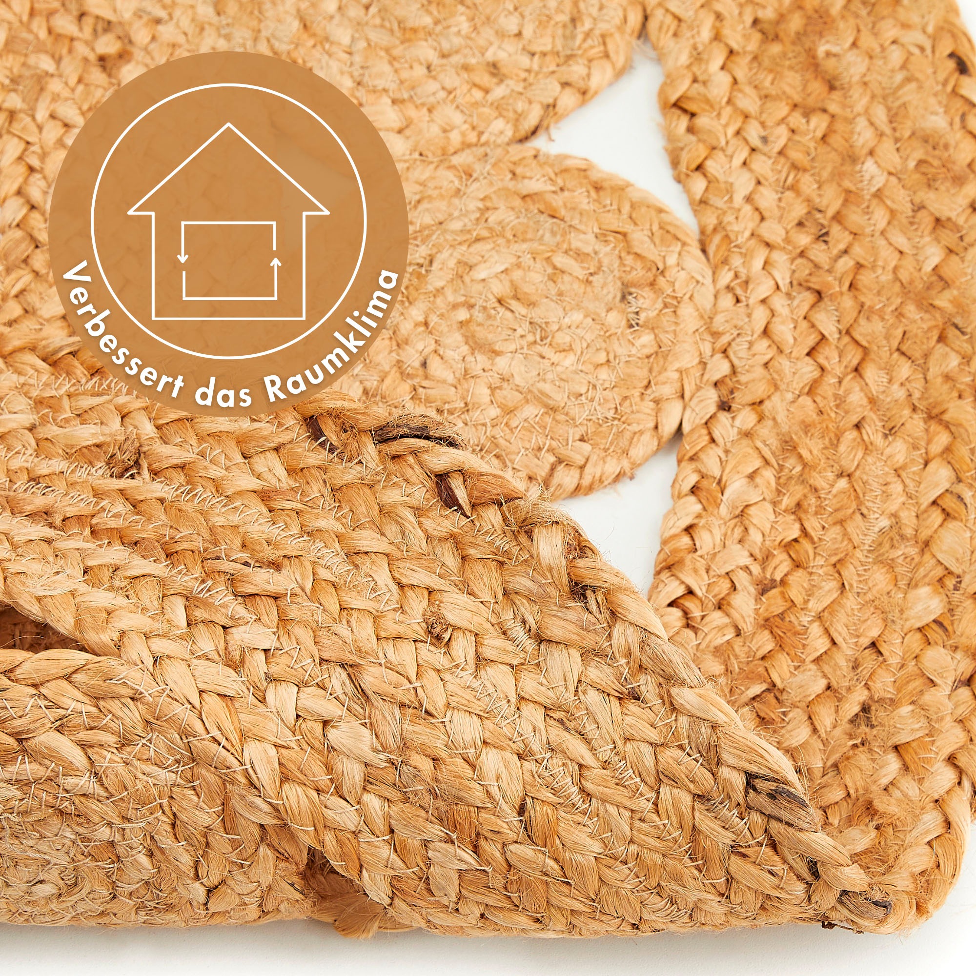 LUXOR living Teppich »Balo«, rund, 6 mm Höhe, Juteteppich, reine Naturfaser, handgeflochten, Flecht Design