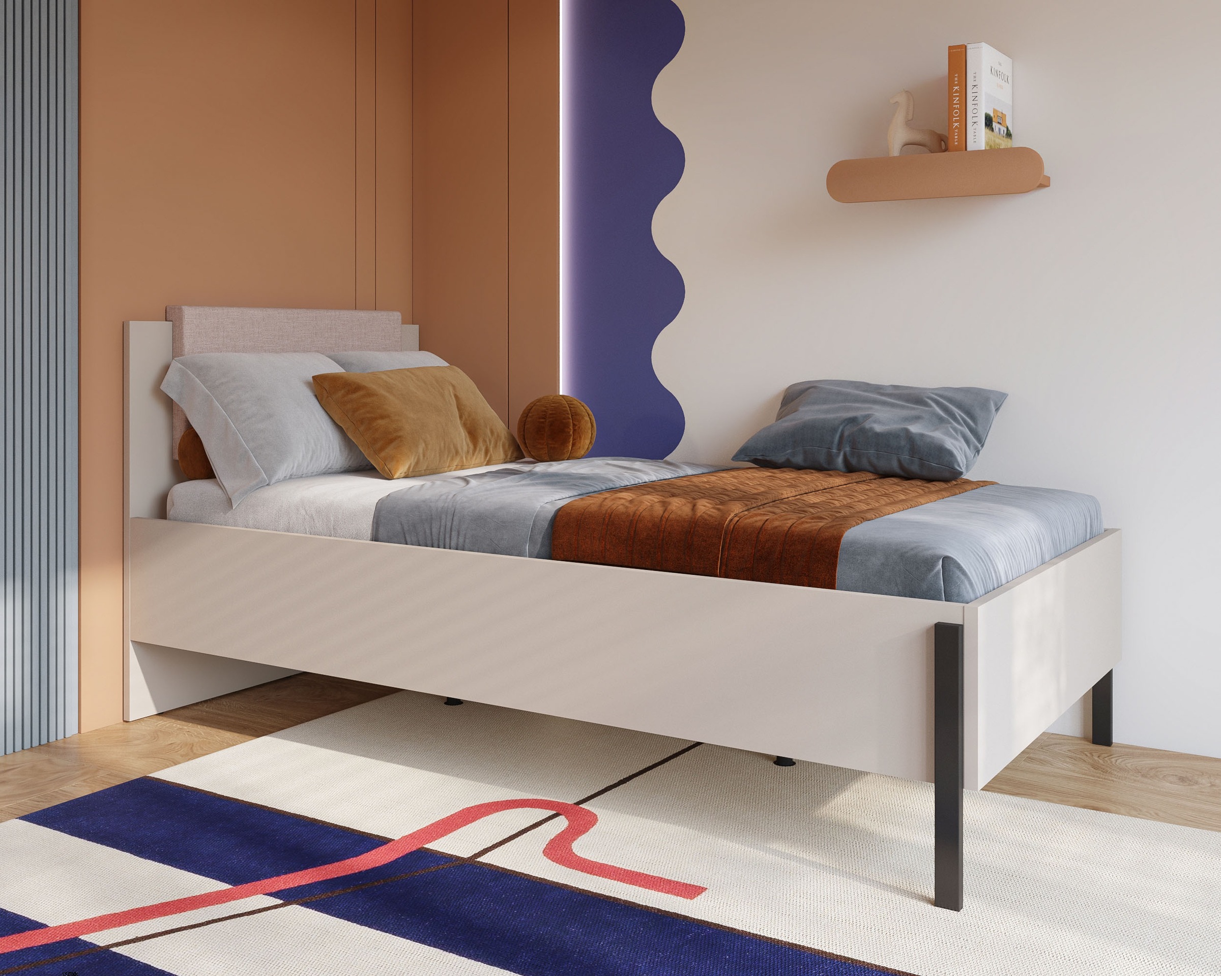 OTTO home Bett »Jukon, mit gepolstertem Kopfteil, Füße aus Metall, modernes Design« 3 Breiten:100cm, 160cm und 180cm,  in drei Größen, perfekt auch  als Jugendbett