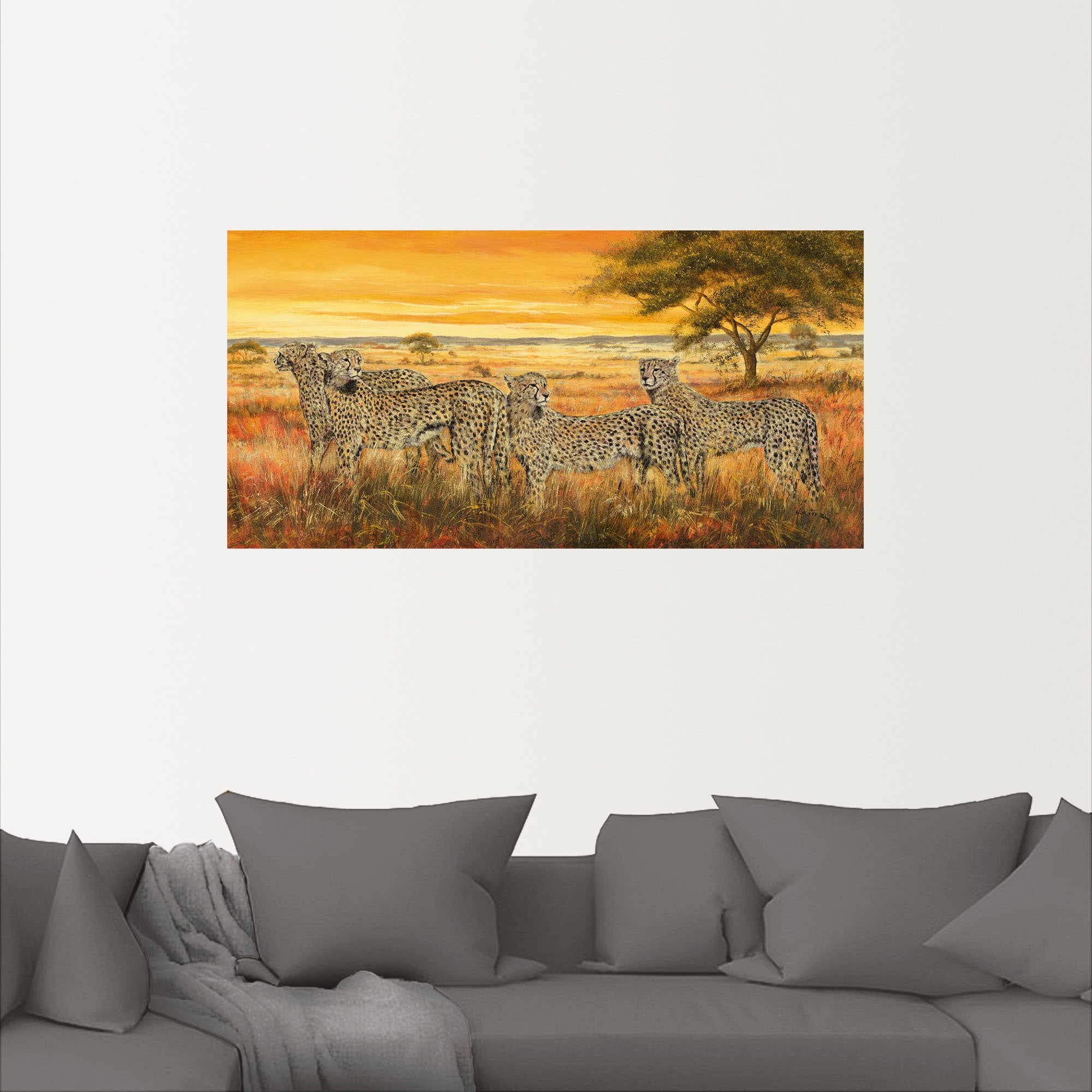 Artland Wandbild »4 Geparden«, Wildtiere, (1 St.), als Leinwandbild, Wandaufkleber in verschied. Größen