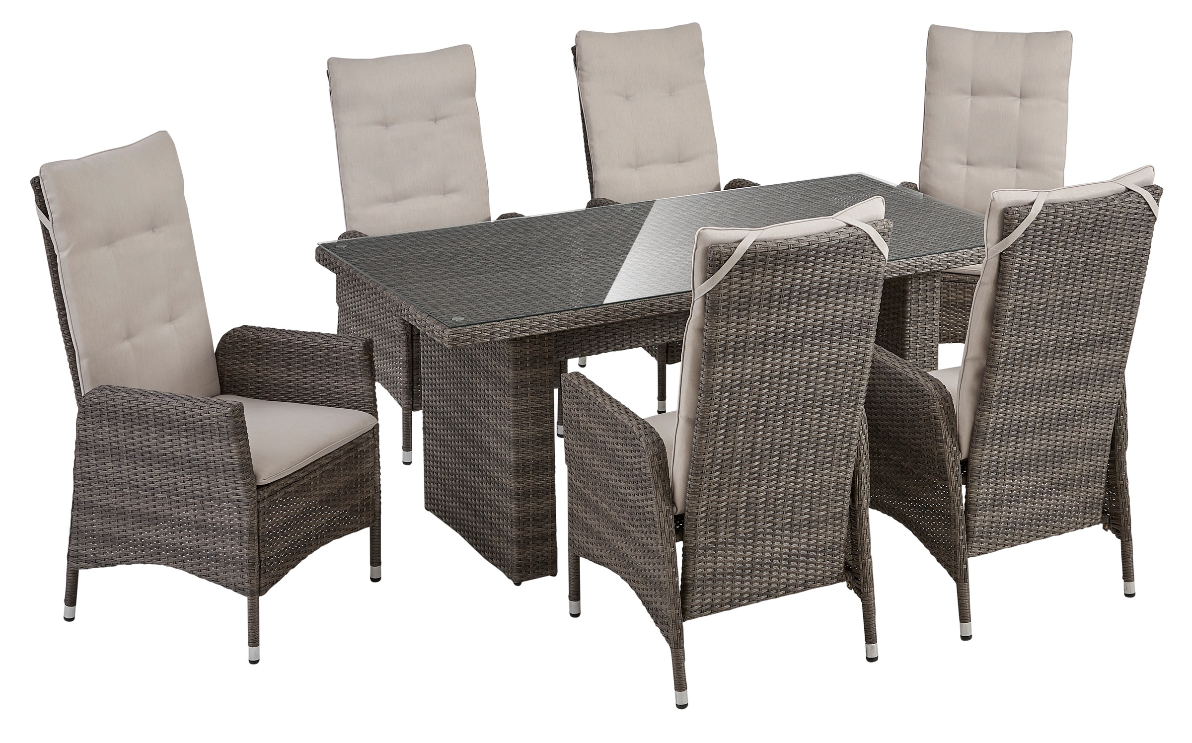 KONIFERA Garten-Essgruppe "Casablanca", (Set, 7 tlg., 6x Sessel, 1x Tisch 1 günstig online kaufen