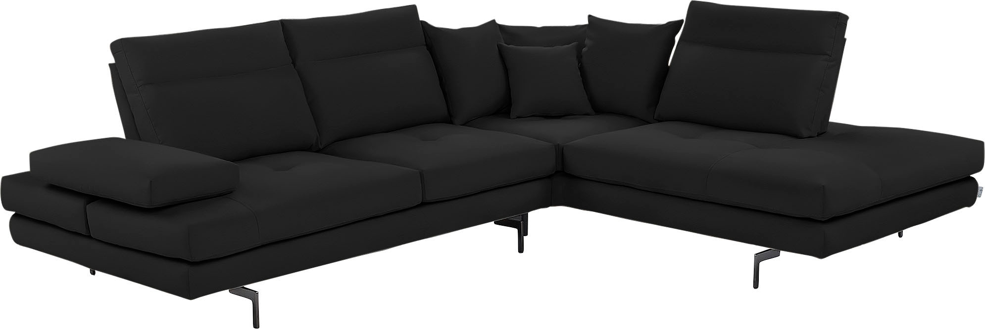 CALIA ITALIA Ecksofa "Toby Wing, B/T: 288/232 cm, Designsofa, Premium Sitzkomfort, L-Form" Sitztiefenverstellung, wahlw. mit Kissen-Set,Füße schwarz matt