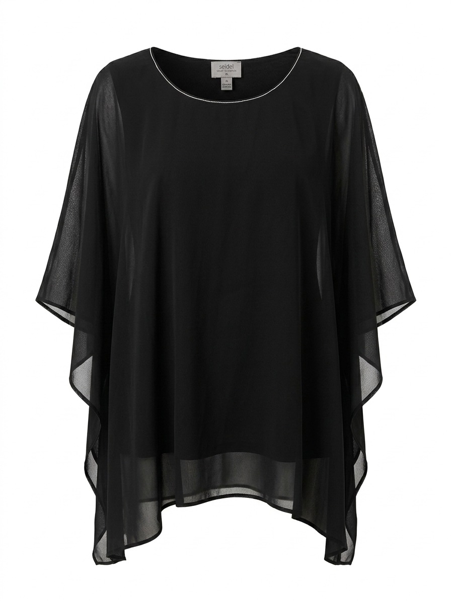 Seidel Moden Blusenponcho Überschnittene Bluse im Poncho-Stil - MADE IN GERMANY