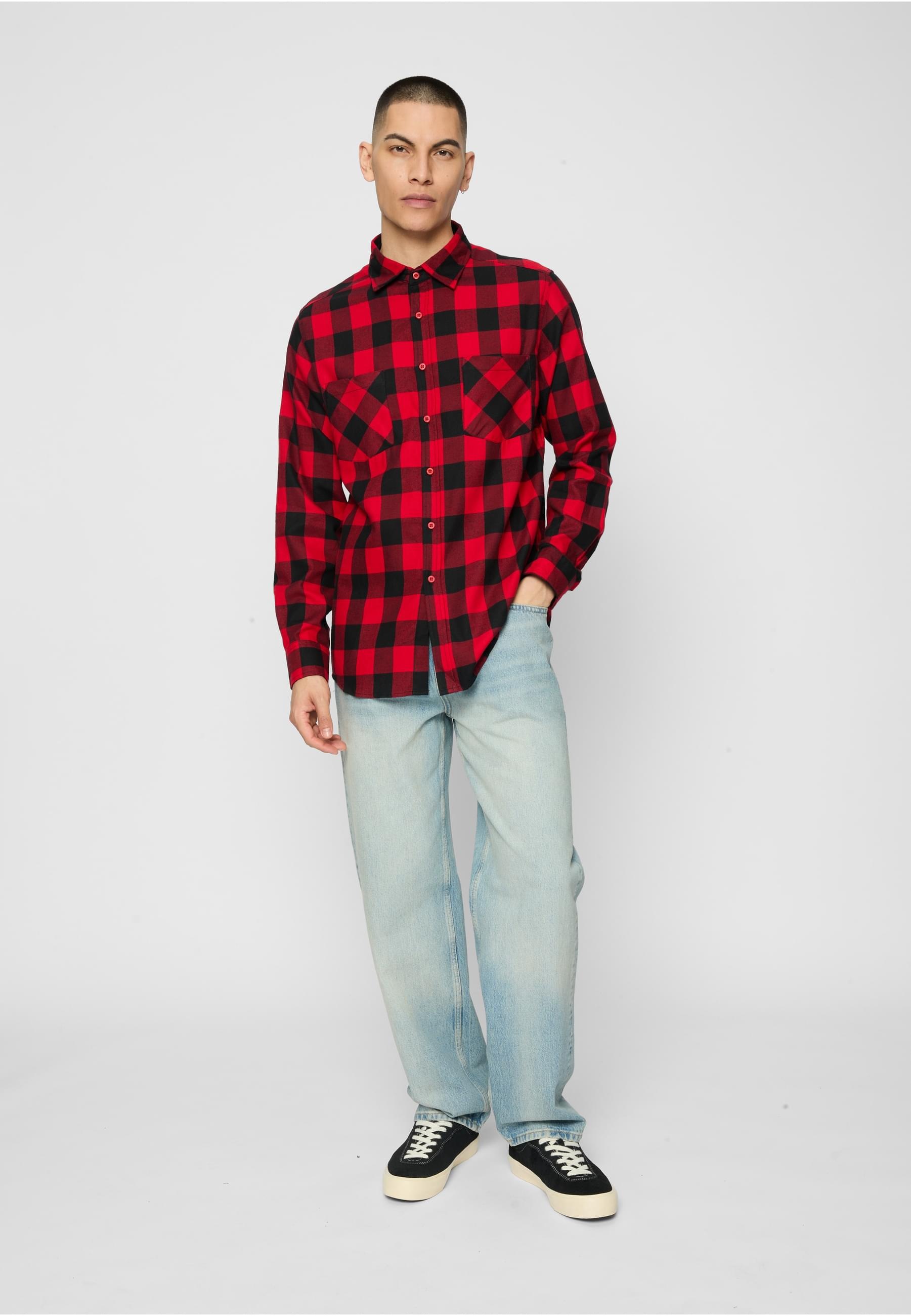 URBAN CLASSICS T-Shirt »Urban Classics Herren Checked Flanell Shirt«, (1 tlg.)