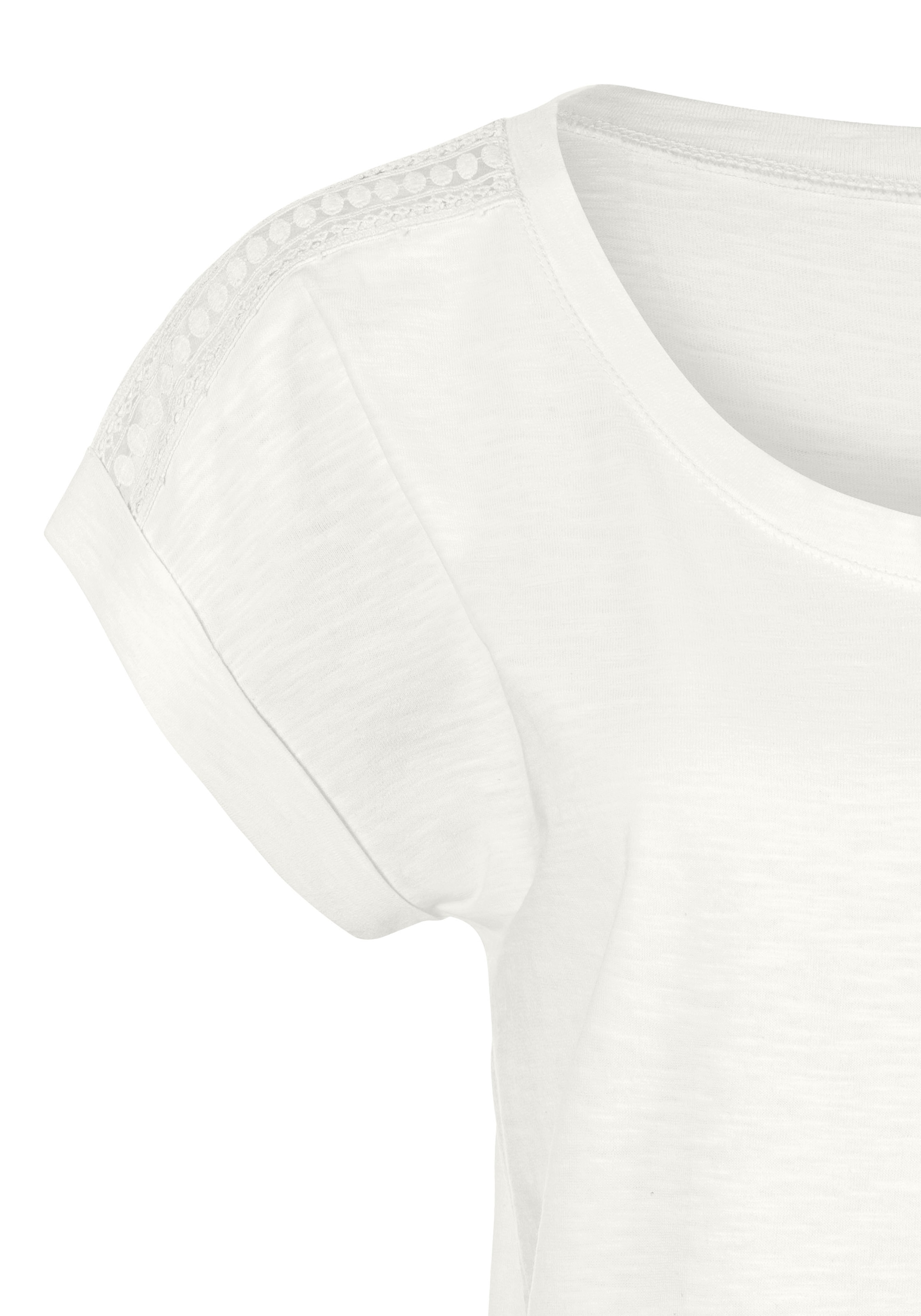 Vivance T-Shirt, (Packung, 2er-Pack), mit Häkelspitze an der Schulter für  bestellen | BAUR