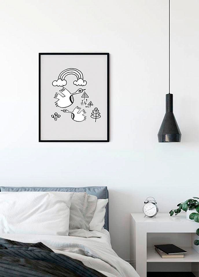Bild KOMAR "Scribble Birdy", grau (farbe bild(er): grau), B:30cm H:40cm, Holz, Papier, Bilder, Bild, Wandbild zur Dekoration - ohne Rahmen 3