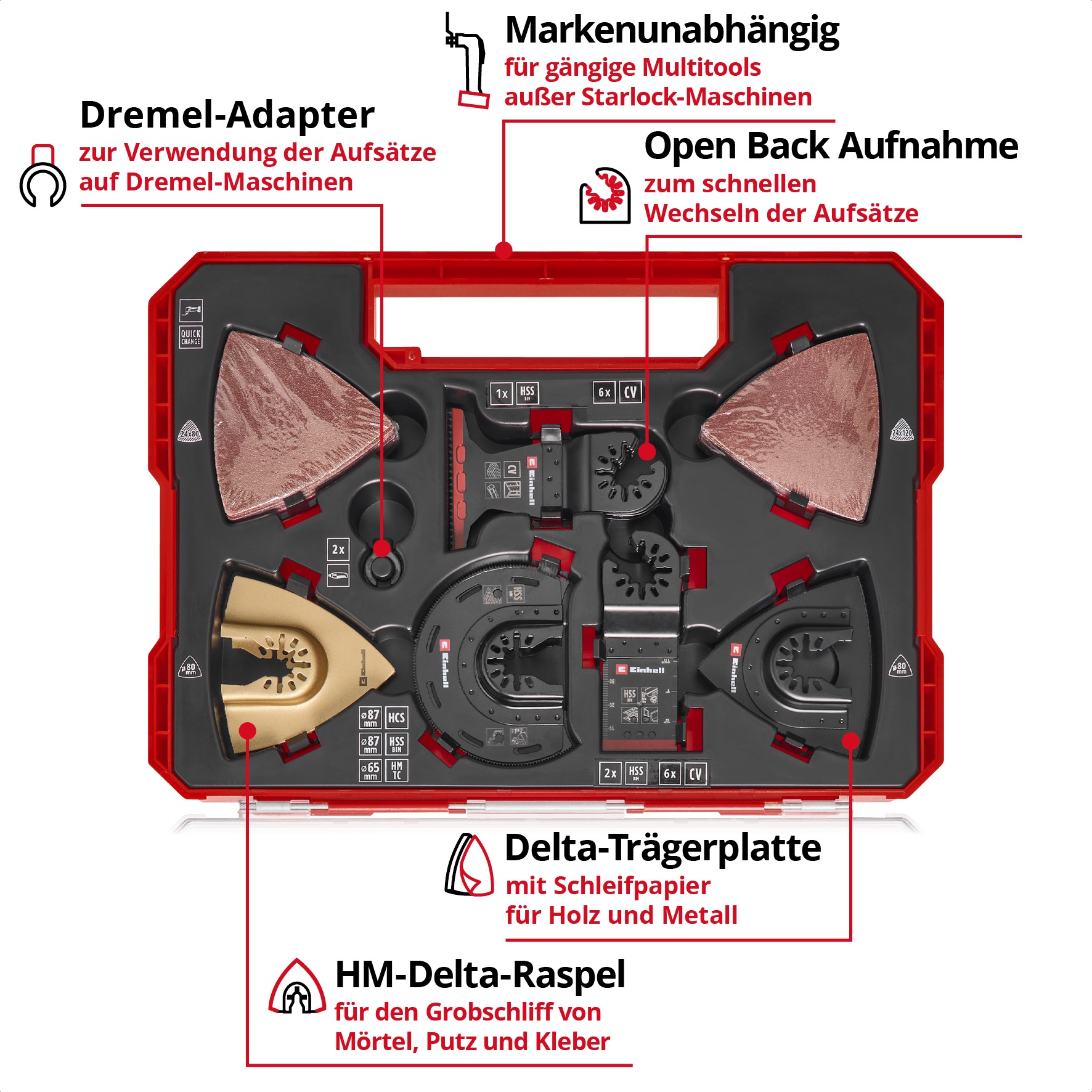 Einhell Tauchsägeblatt »XXL-CASE« 70-tlg. Multitool-Set