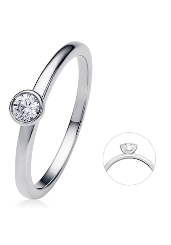 Diamantring »0.15 ct Diamant Brillant Zarge Ring aus 950 Platin«, Damen Platin Schmuck...