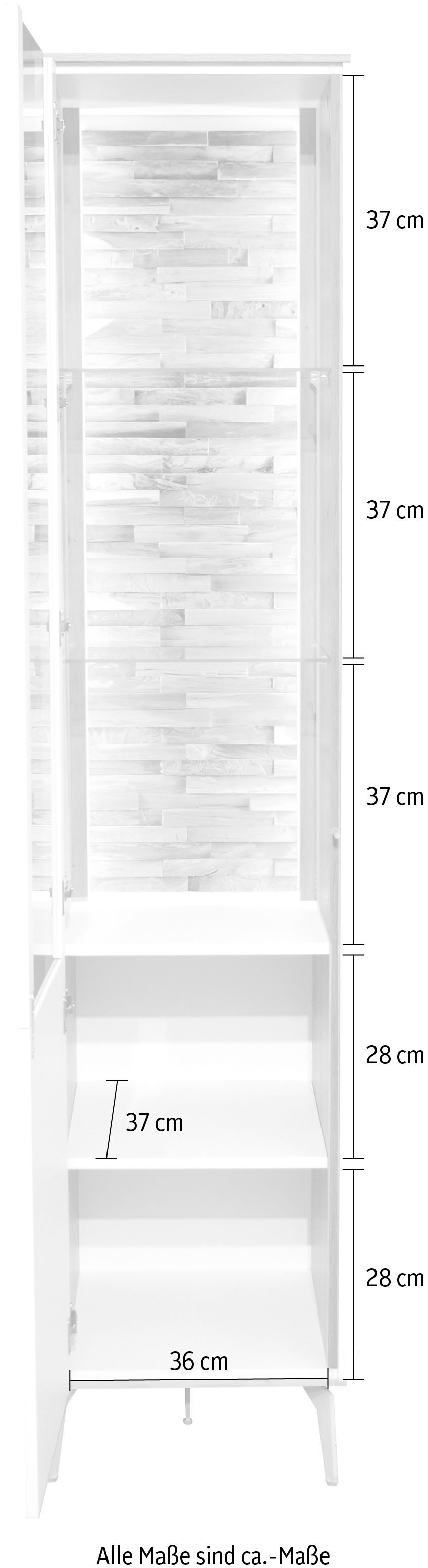 Mäusbacher Standvitrine »Faro«, Faro Standvitrine B 43 cm, inkl. Beleuchtung, Push to open, Metallfüße