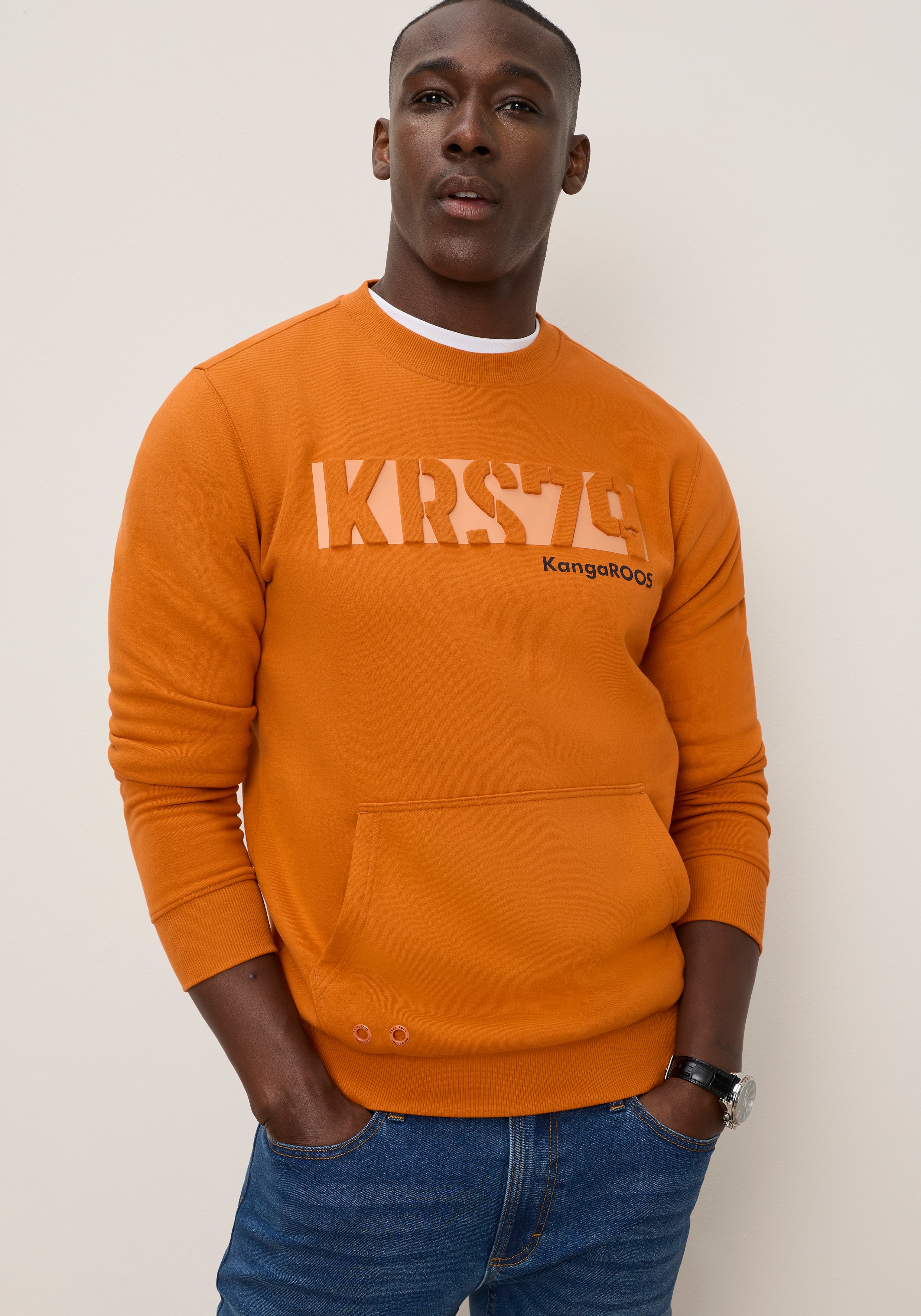 KangaROOS Sweatshirt, 3D Druck, gedecktes Orange, aus Baumwolle und Polyester