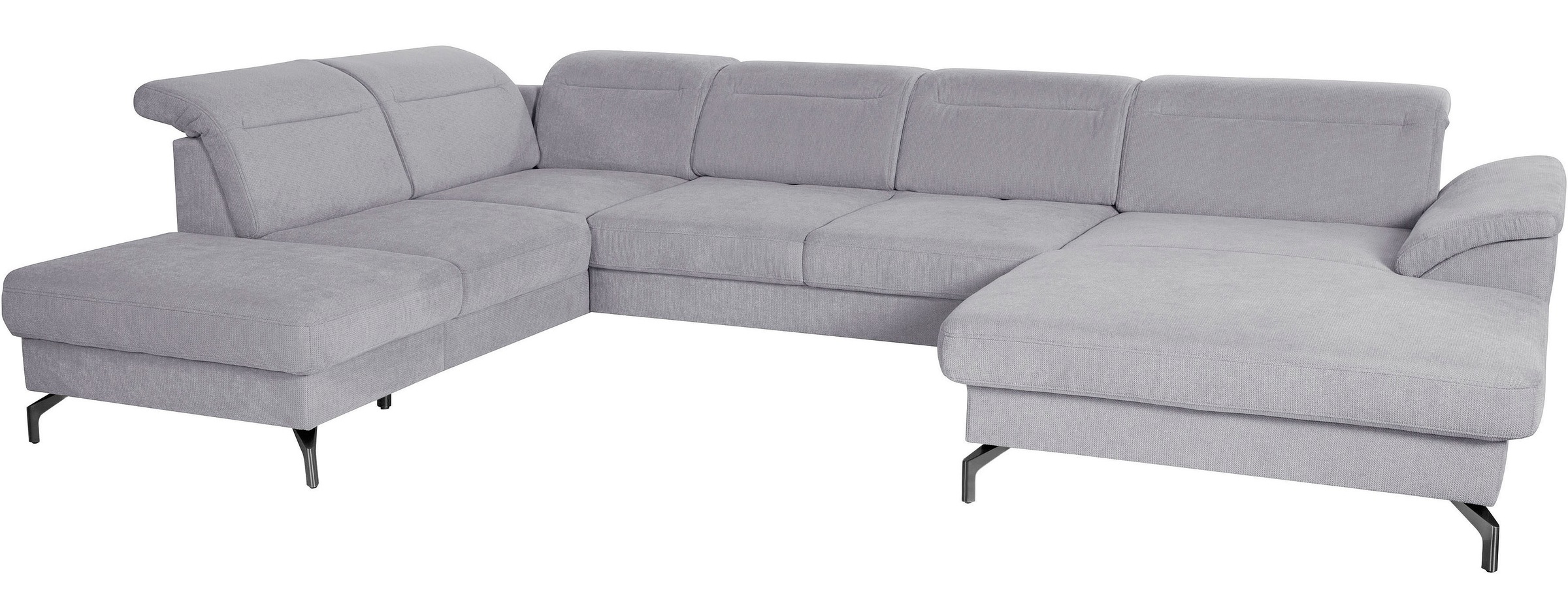 sit&more Wohnlandschaft »Percy U-Form«, 15 cm Fußhöhe, Sitztiefenverstellung, wahlweise in 2 Fußfarben