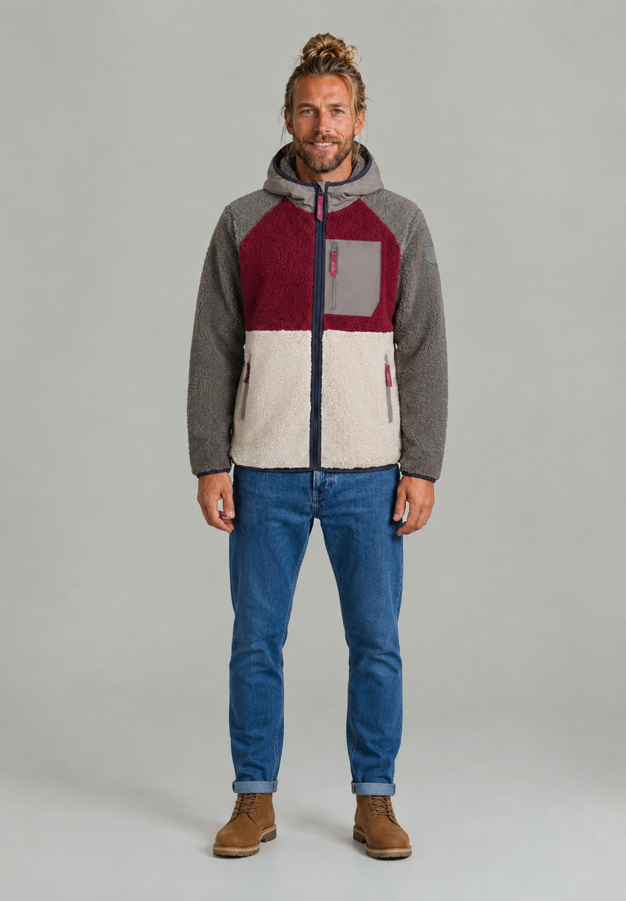 Derbe Fleecejacke »Kuschelby Colorblocking« Teddyfleece, Colorblocking, Kapuze, Reißverschlusstaschen