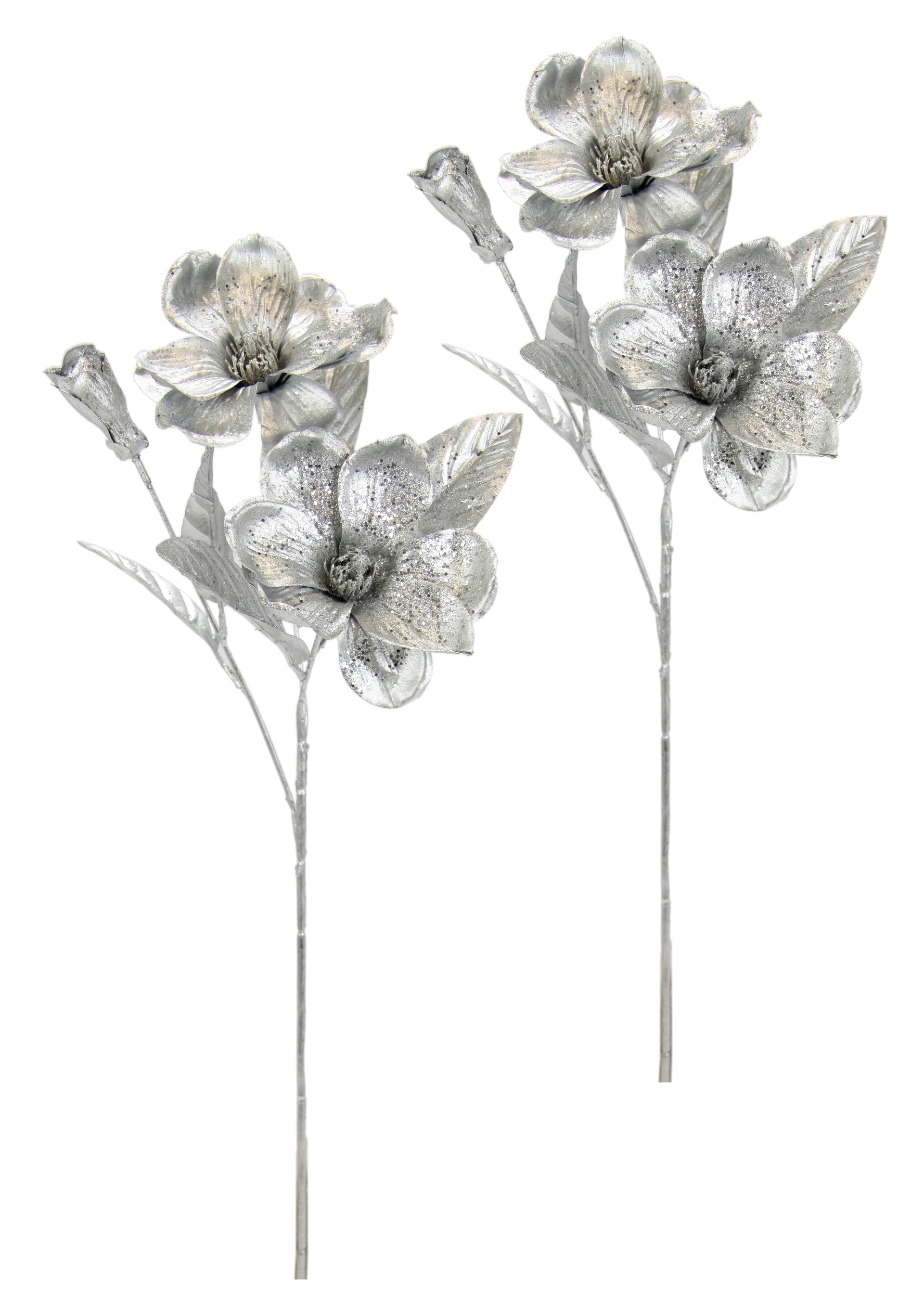 I.GE.A. Kunstblume "Magnolie" 2er Set Dekoblume Metallic Effekt glänzende W günstig online kaufen