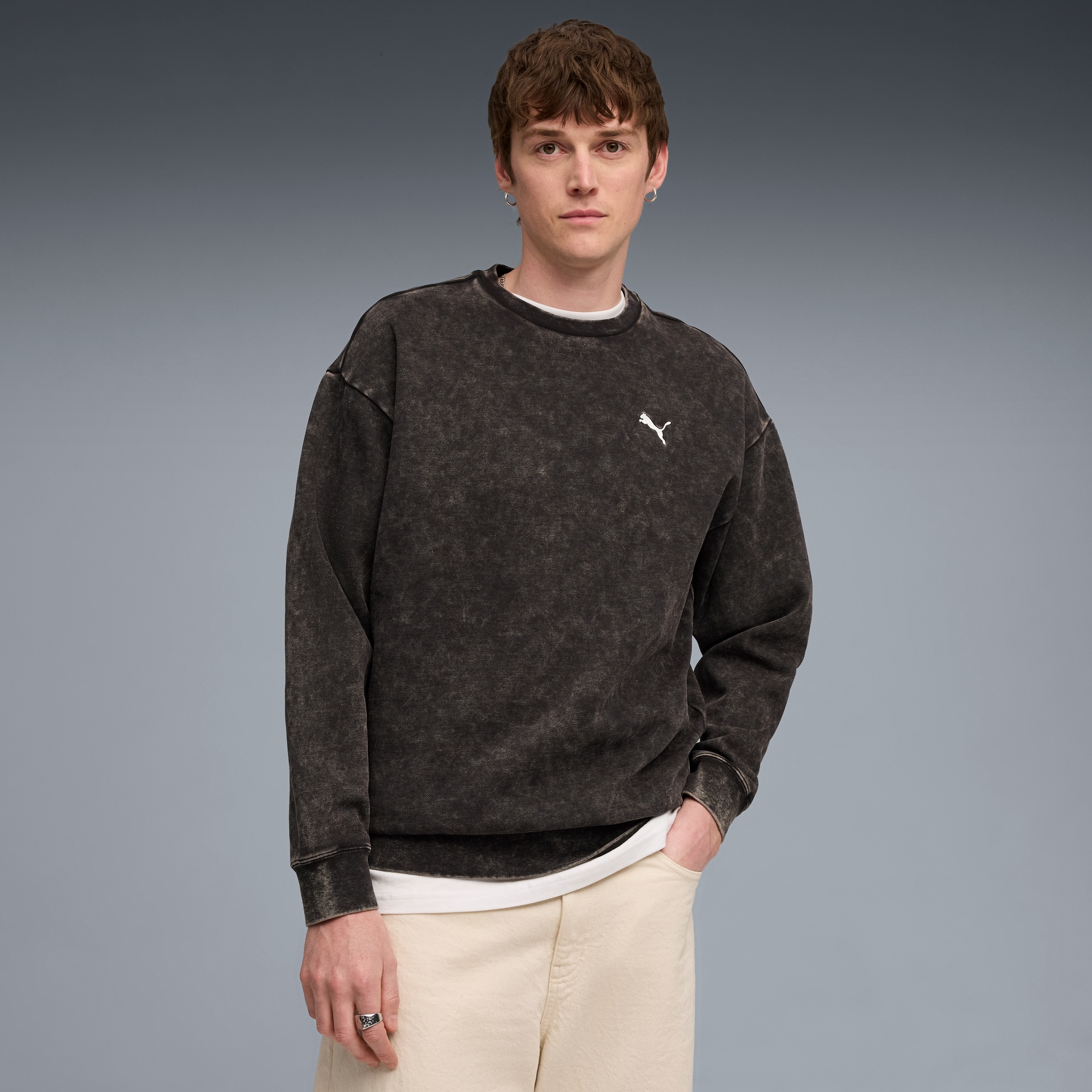 PUMA Langarmshirt "ESS ELEVATED RELAXED WASH CREW FL" günstig online kaufen