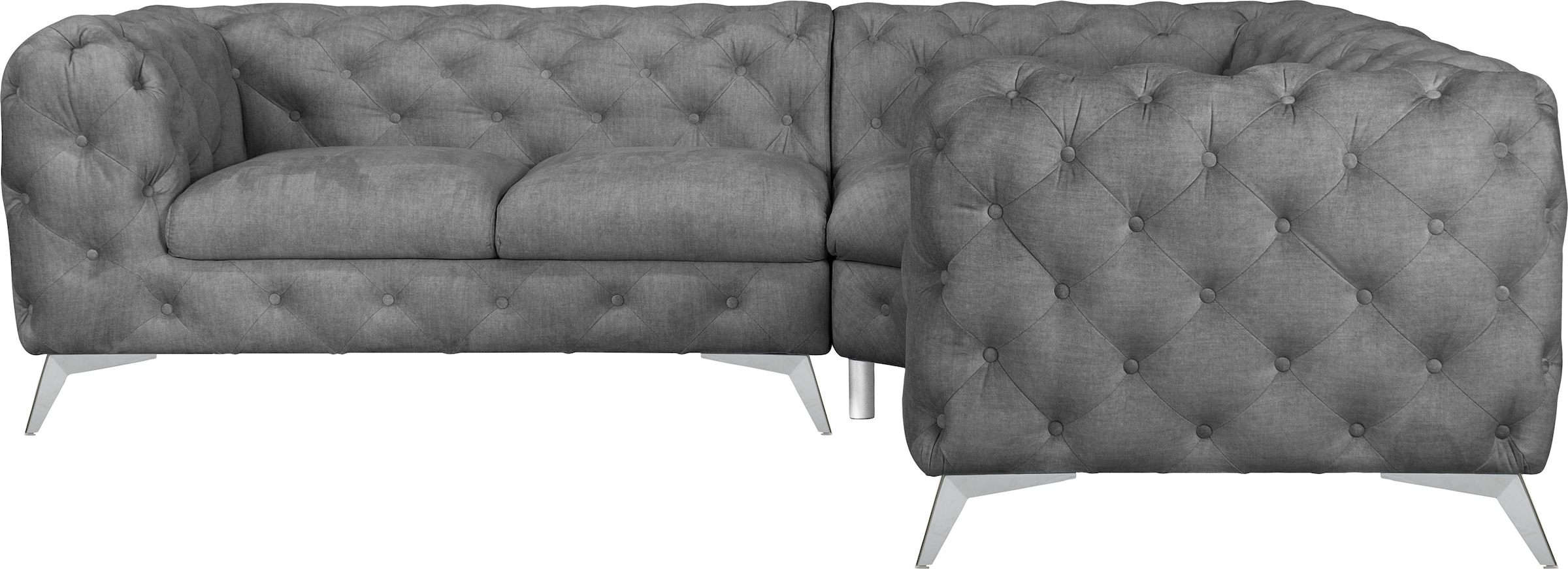 Leonique Chesterfield-Sofa "Ecksofa GLYNIS L-Form mit Wellenunterfederung, günstig online kaufen