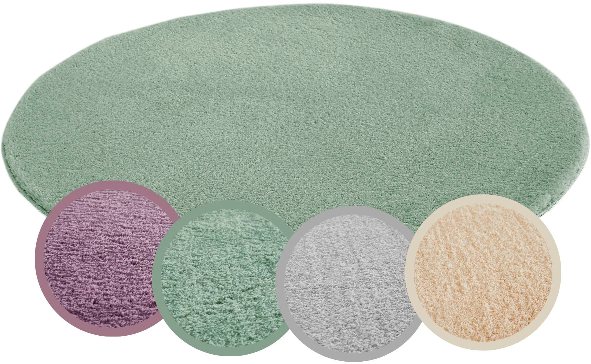 Andiamo 1100000002199 "Arezzo" rund 16 mm Höhe Uni Farben, weicher Flor, waschbar, ideal im Wohnzimmer & Schlafzimmer