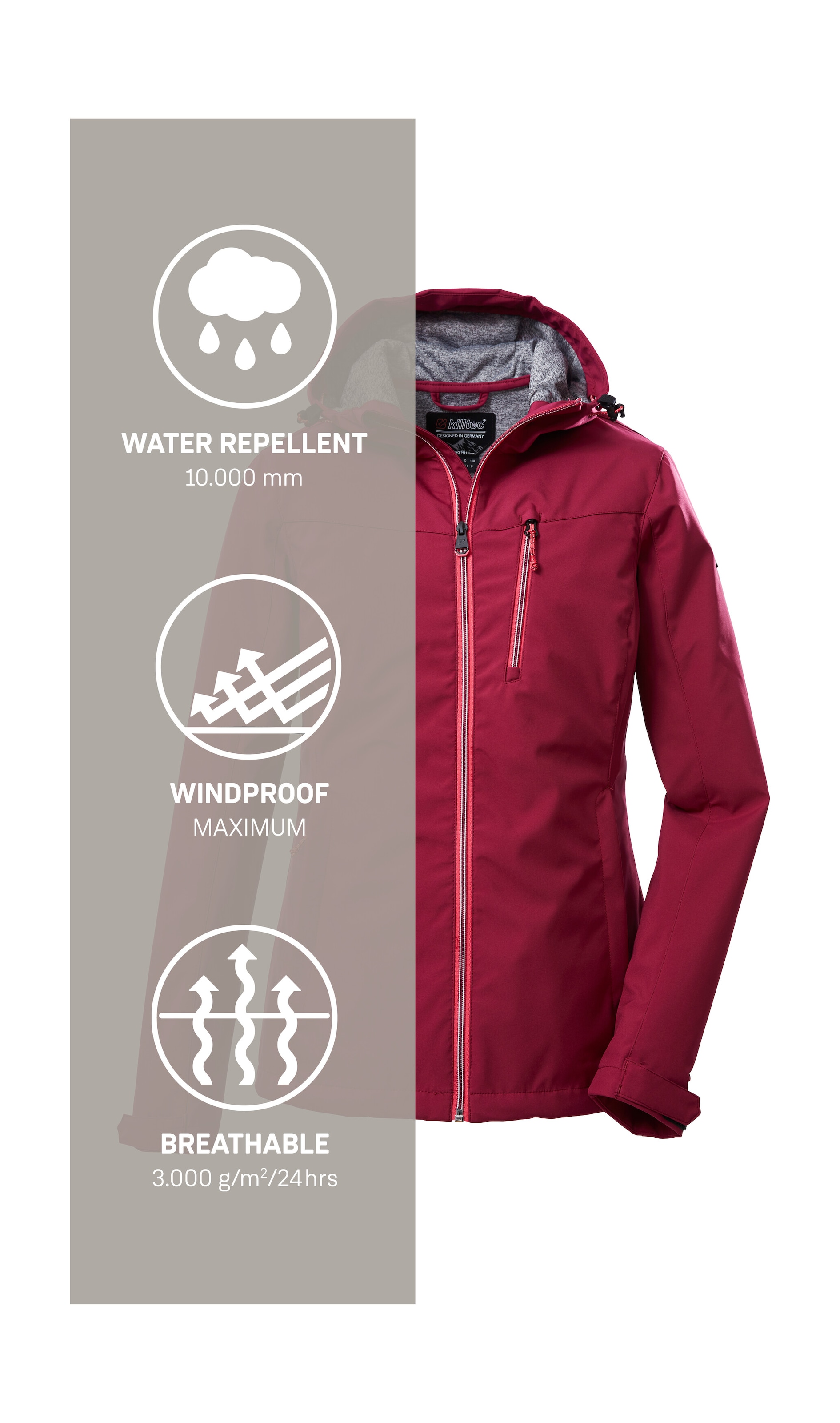Killtec Softshelljacke »KOS 89 WMN SFTSHLL JCKT«, Damen Softshelljacke: Wind-und wasserdicht, atmungsaktiv, PFAS-frei