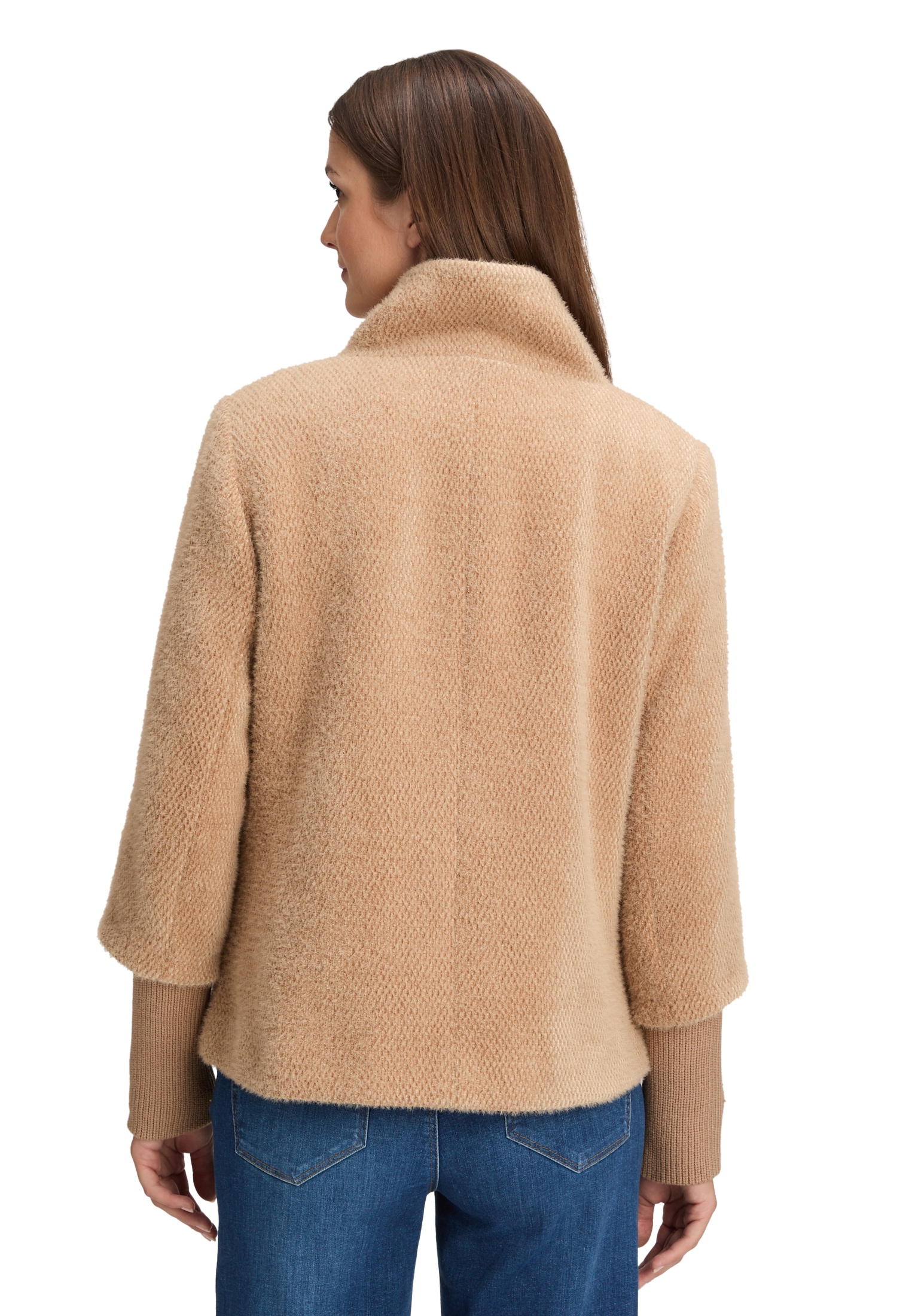 Betty&Co Fellimitatjacke »Betty & Co Damen Kuscheljacke mit Rippbündchen«