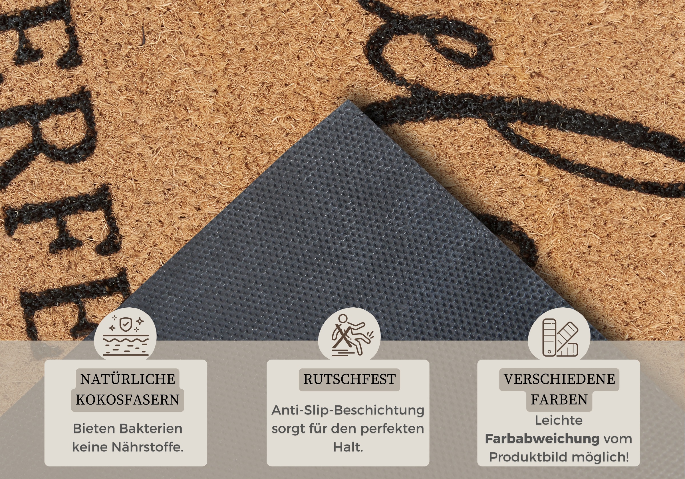 Fußmatte HANSE HOME "Kokos Perfect Chaos, Türmatte", beige (natur), B:45cm H:15mm L:70cm, Kokos, Teppiche, Fußmatte, Kokos, Schmutzfangmatte, Outdoor, Rutschfest, Innen, Kokosmatte, Flur 2
