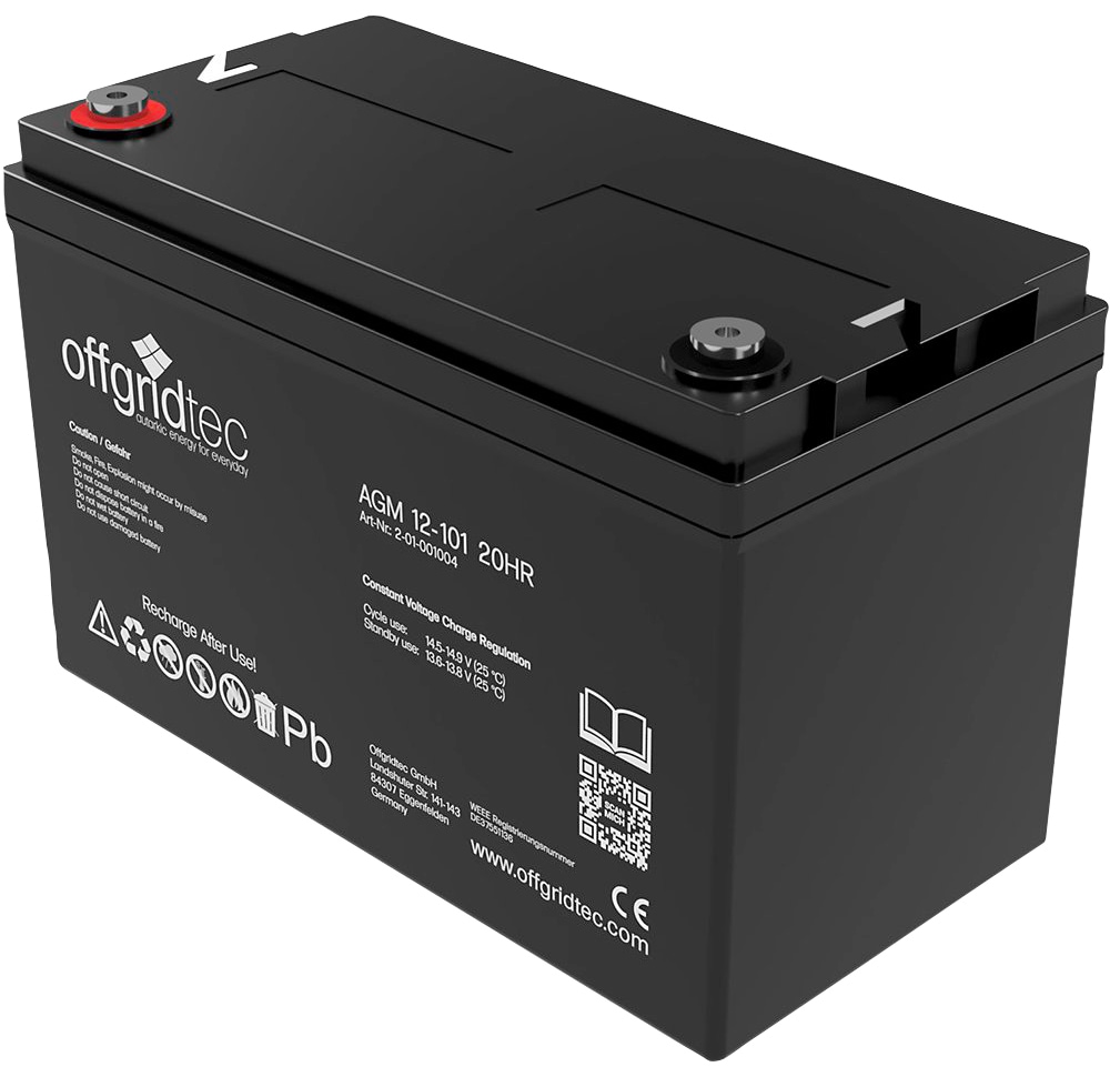 offgridtec Solarakkus »AGM Solarbatterie«, 101000 mAh, 12 V, Schraubbare  M8-Terminals auf Rechnung | BAUR | Standard-Akkus