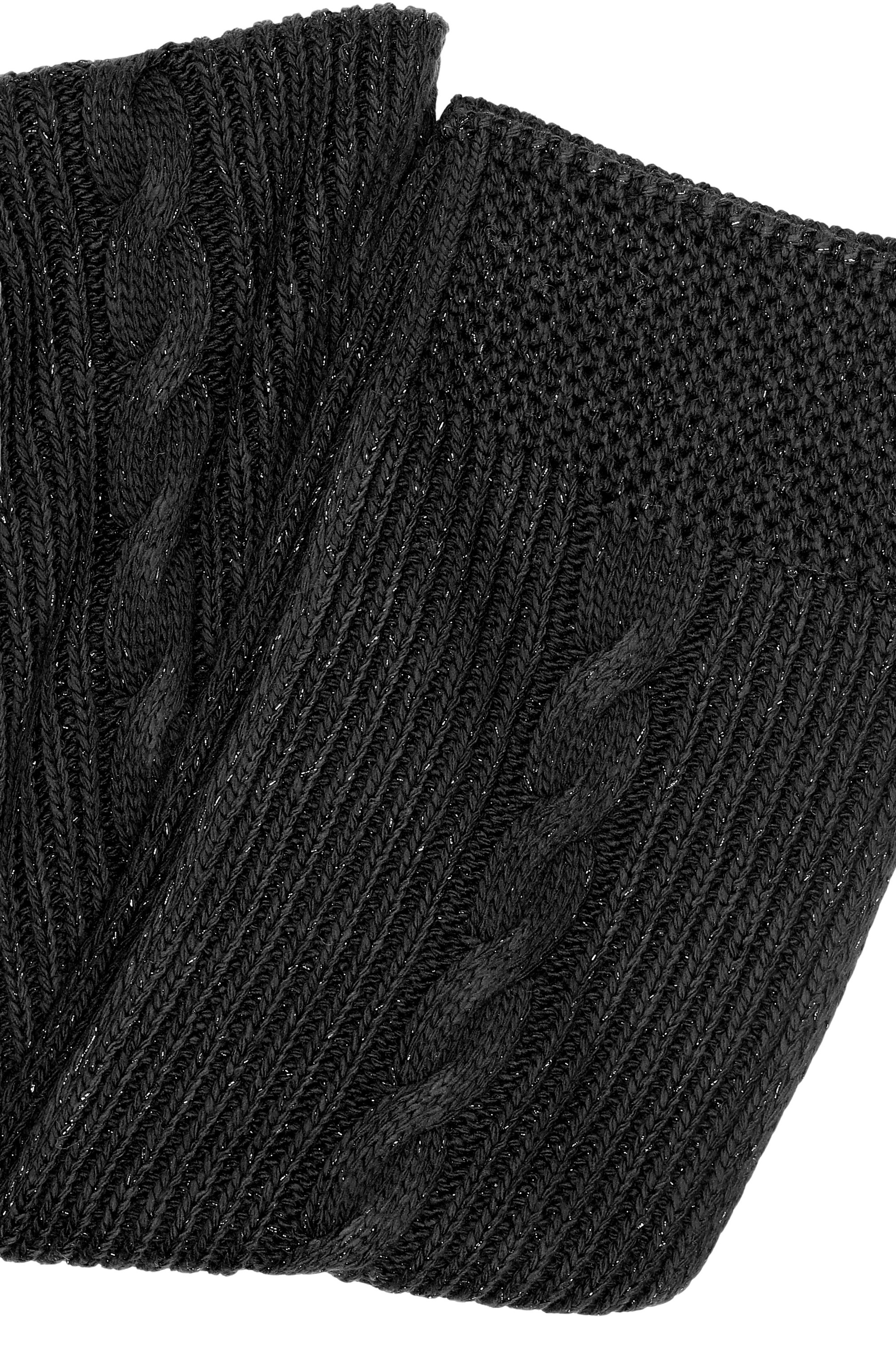 Strickschal "Warm", Damen, schwarz, Polyacryl, COLLEZIONE ALESSANDRO, unifarben, Basic, Modetücher, mit Zopfmuster und dezentem Glitzer 2