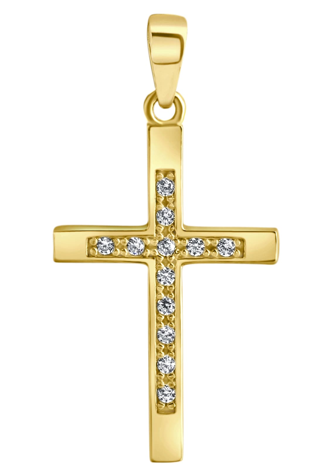 Firetti Cross Pendant Yellow Gold 375 White Zirconia