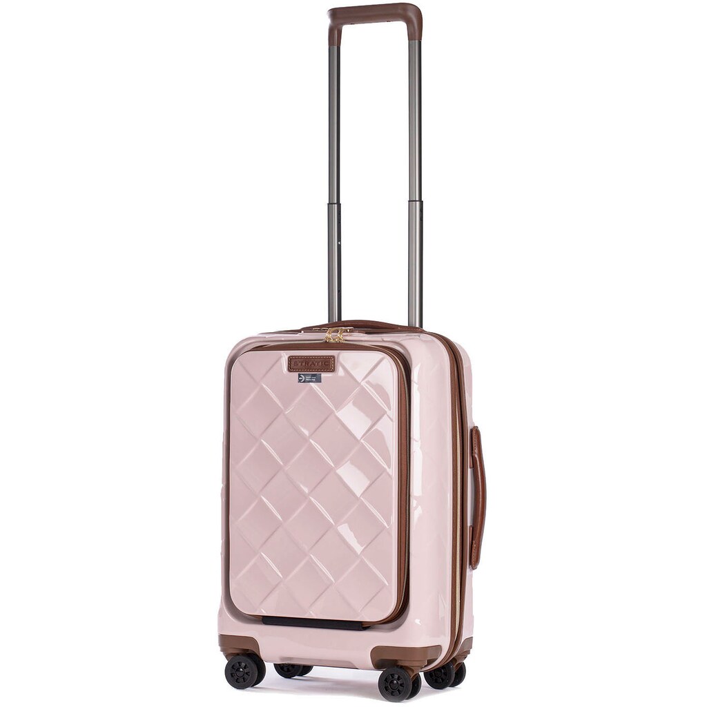 Stratic Hartschalen-Trolley »Leather&More S mit Vortasche, rose«, 4 Rollen