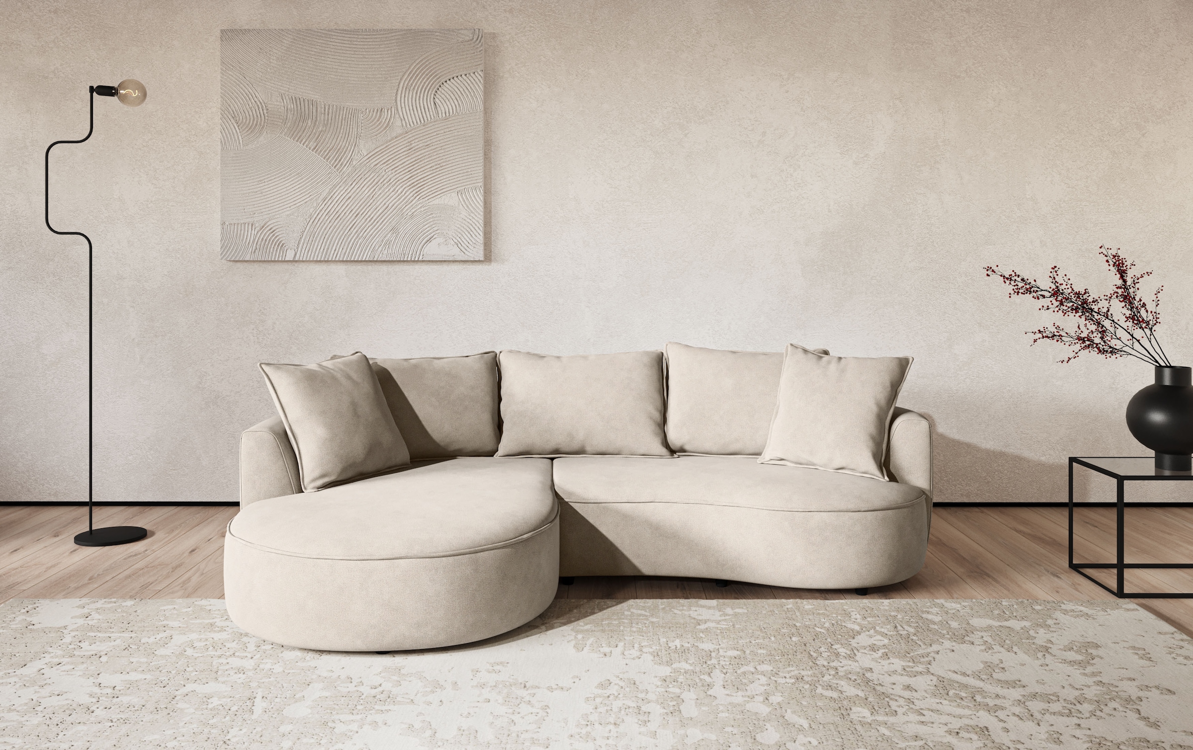 OTTO home Ecksofa "Sana L-Form, B: 260 cm, organische Form, Otto.Verlässliche Qualität" Loungesofa mit Wellenunterfederung