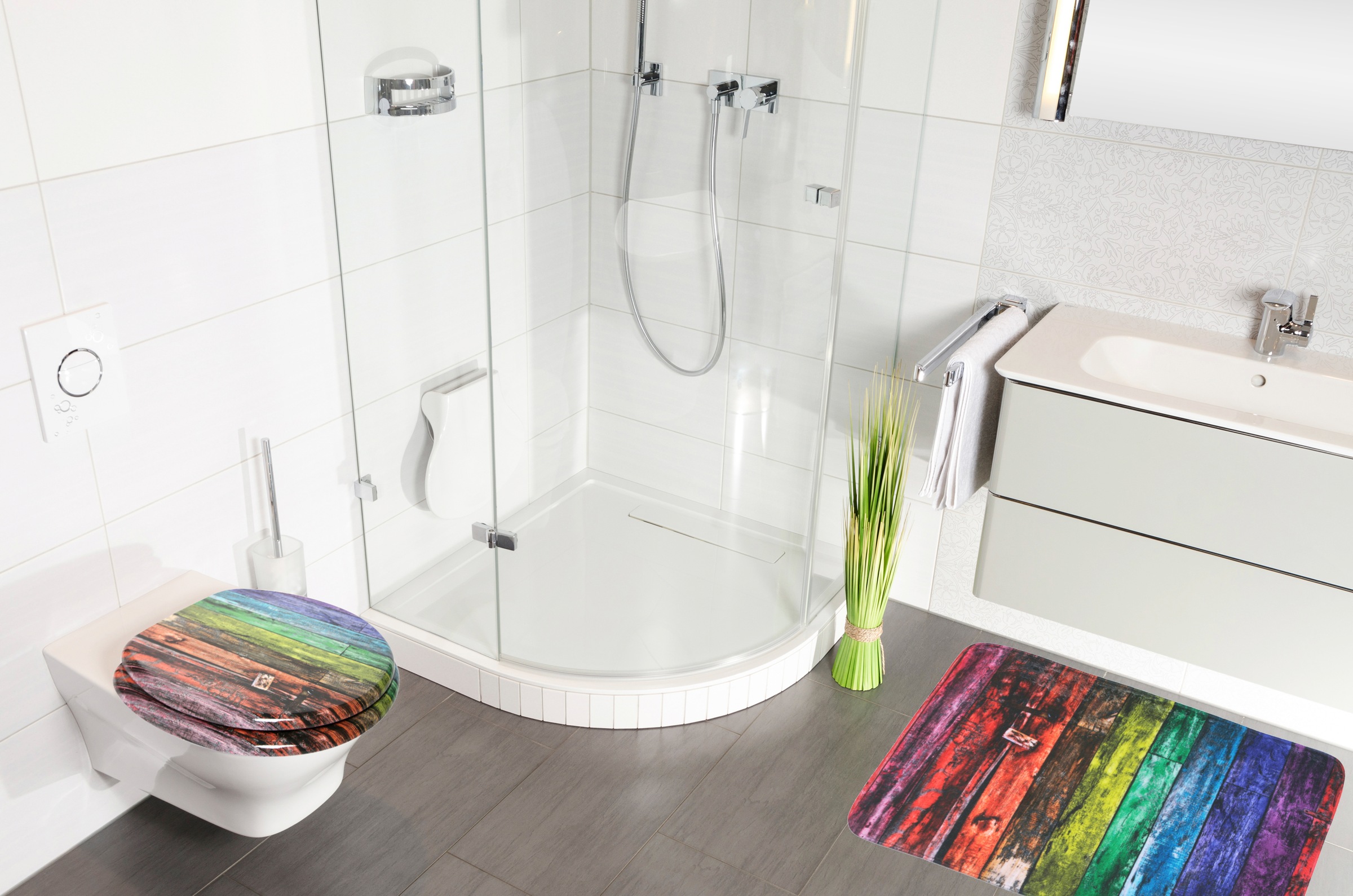 Sanilo Badaccessoire-Set "Rainbow" bestehend aus WC-Sitz, Badteppich und Wa günstig online kaufen