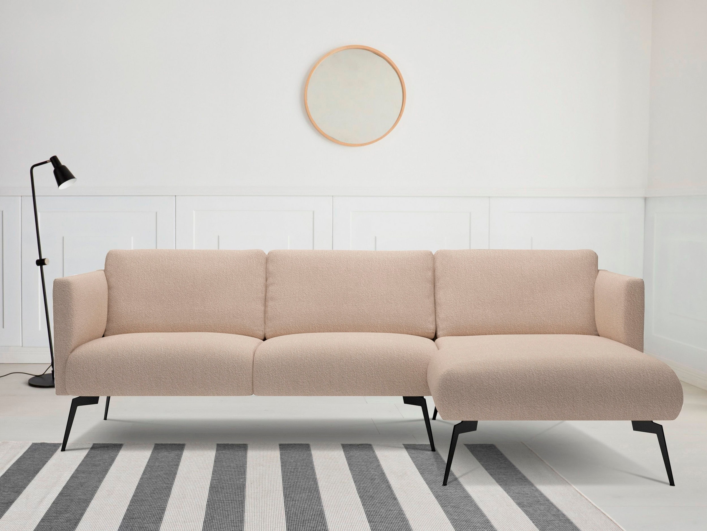 andas Ecksofa Horna, L-Form, mit schwarzen Metallbeinen günstig online kaufen