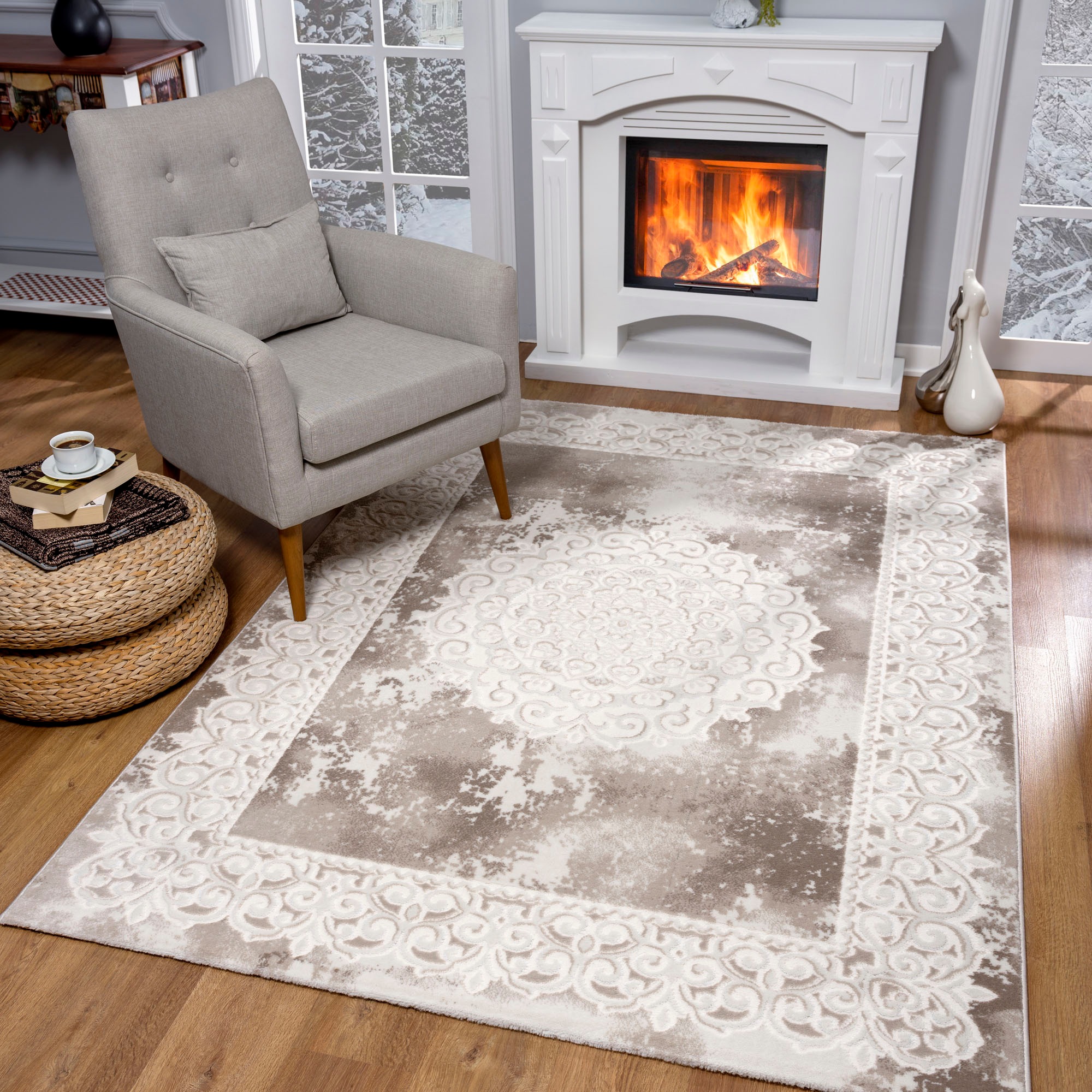 Sanat Teppich "Harmony 3205, auch als Läufer und rund" rechteckig 12 mm Höhe Wohnzimmer, Kurzflor, modern, Orient Optik, Schlafzimmer