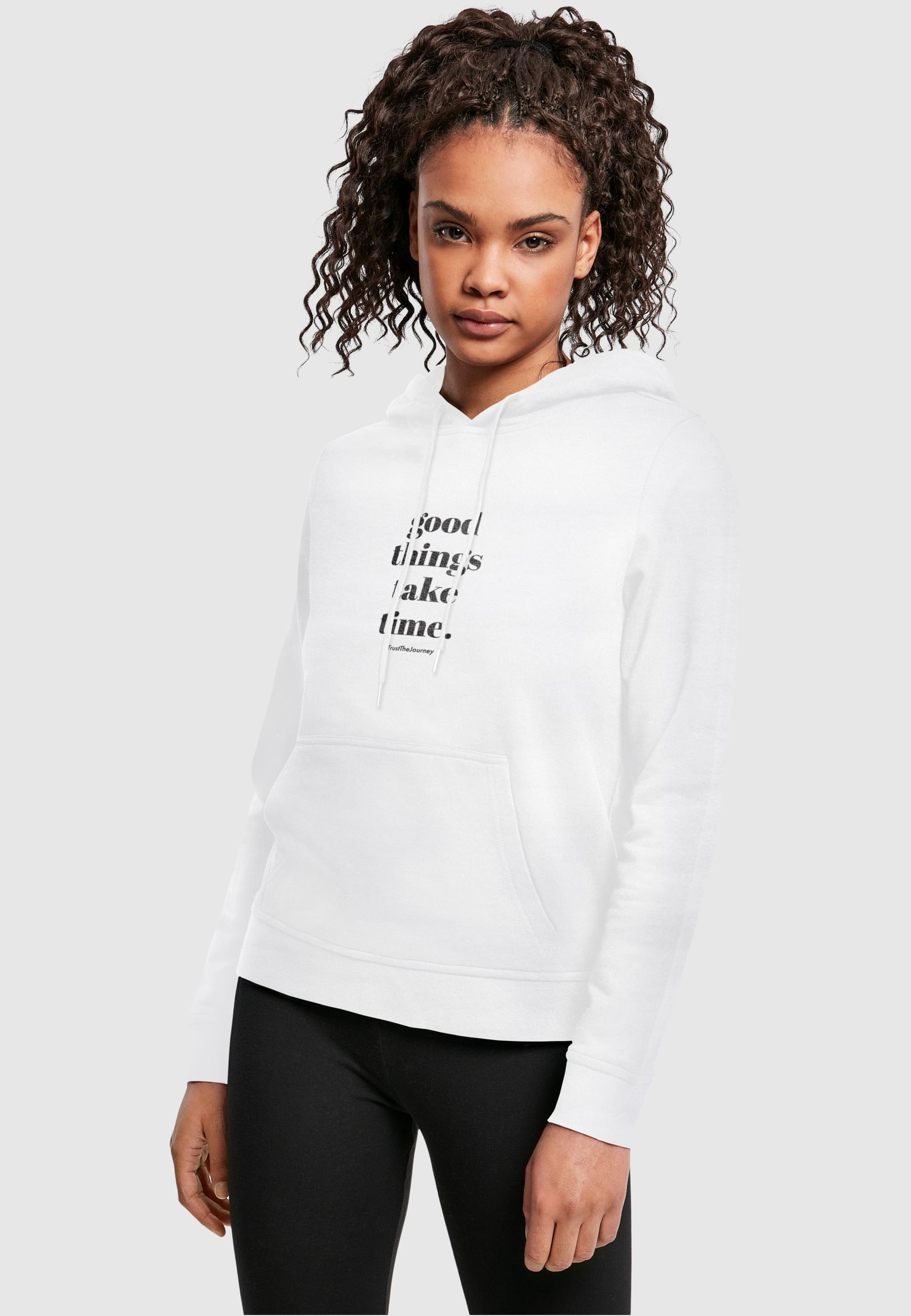 Merchcode Kapuzenpullover »Merchcode Damen Ladies Good Things Take Time Basic Hoody«, (1 tlg.)