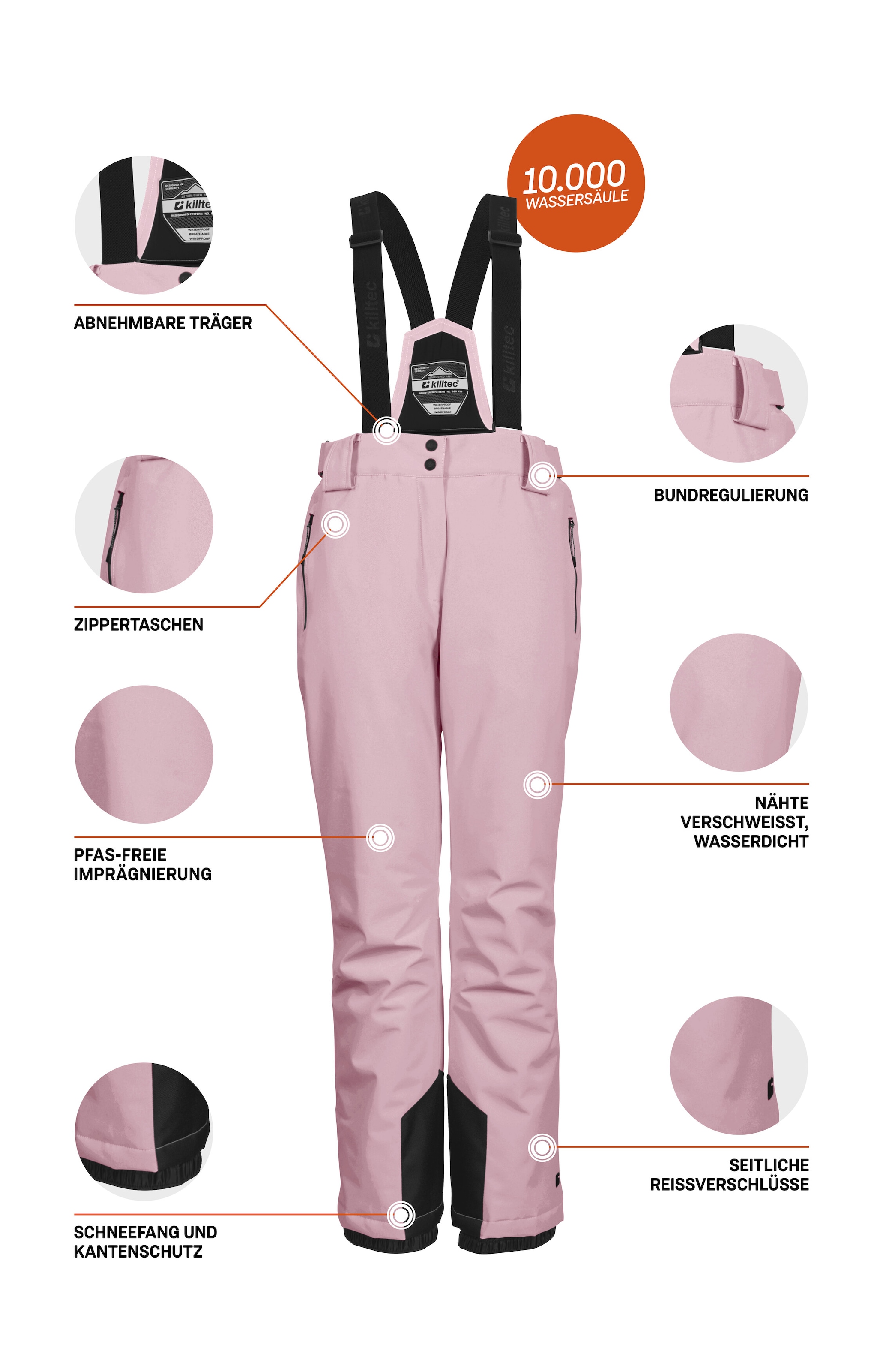 Killtec Skihose »KSW 249 WMN SKI PNTS_ERIELLE«, Wind- und wasserdicht, verstellbare Träger, PFAs-frei imprägniert