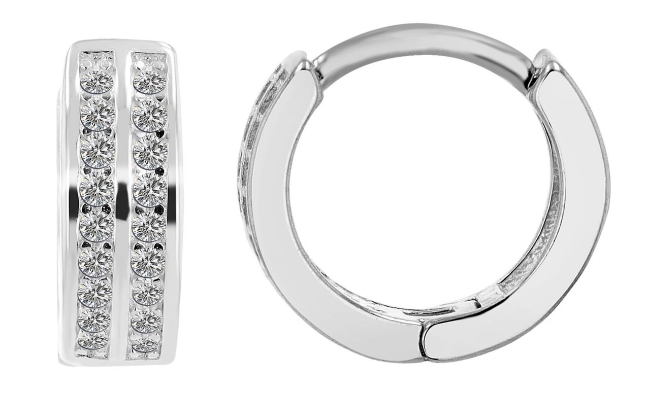 Adelia's Hoop Earrings Silver 925 Sterling Silver Zirconia 8mm