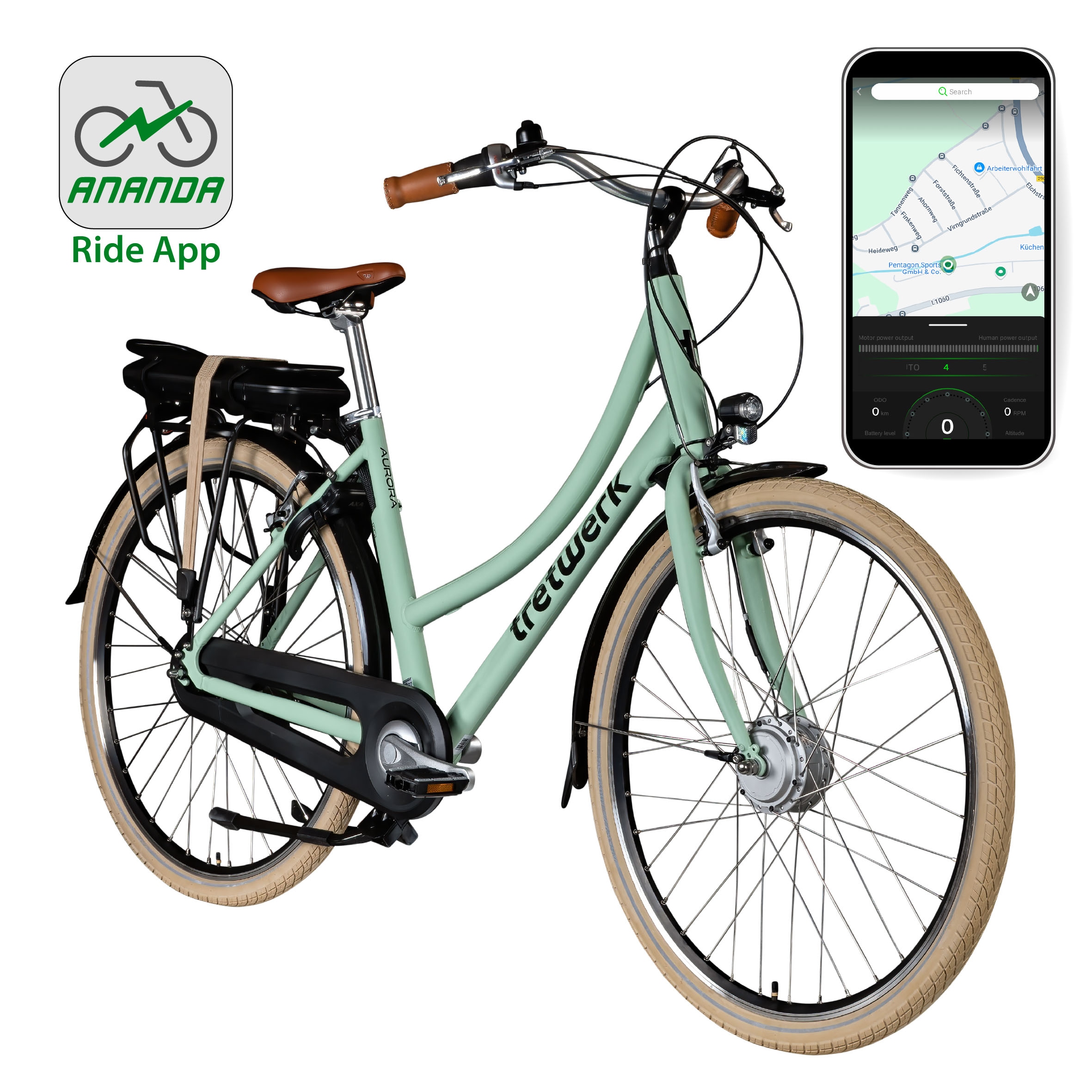 Tretwerk E-Bike »Aurora«, 7 Gang, Frontmotor 250 W
