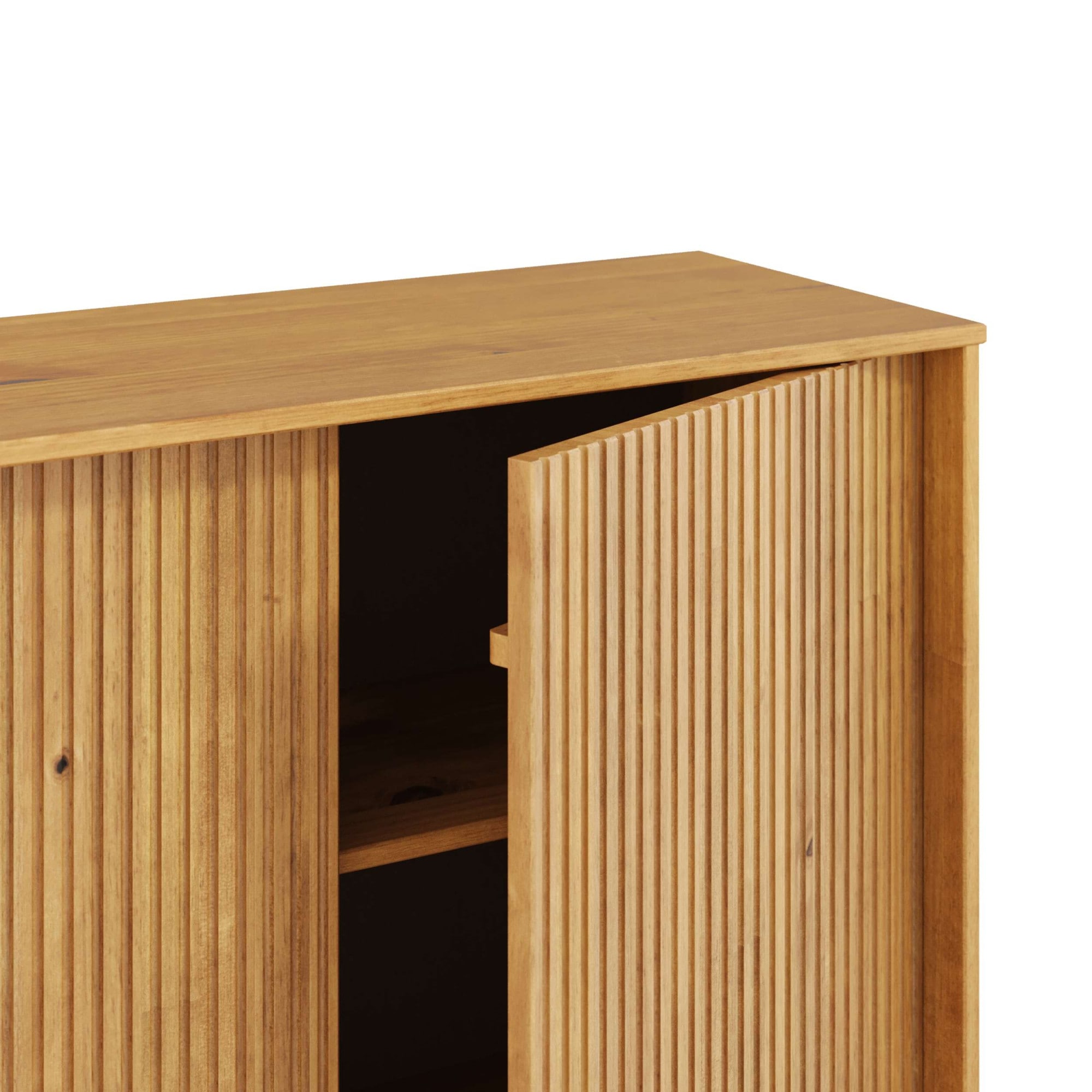 OTTO home Sideboard »Malmedy Front mit gefrästen Rillen« Kommode aus massivem Kiefernholz, Push-to-open, FSC, Breite 200 cm