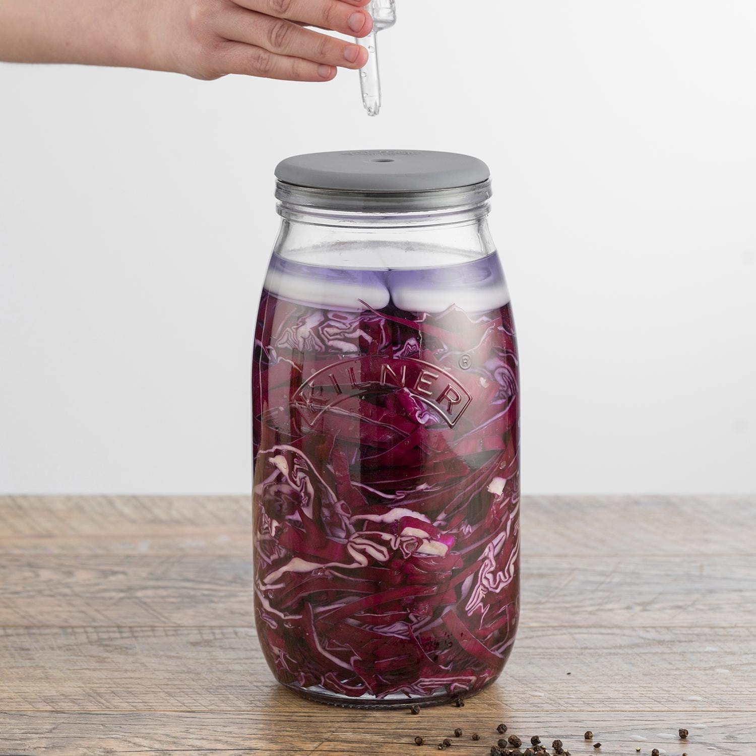 KILNER Fermentationsglas, (1 tlg.), zum Fermentieren, Rezeptbuch Liter, mit 3