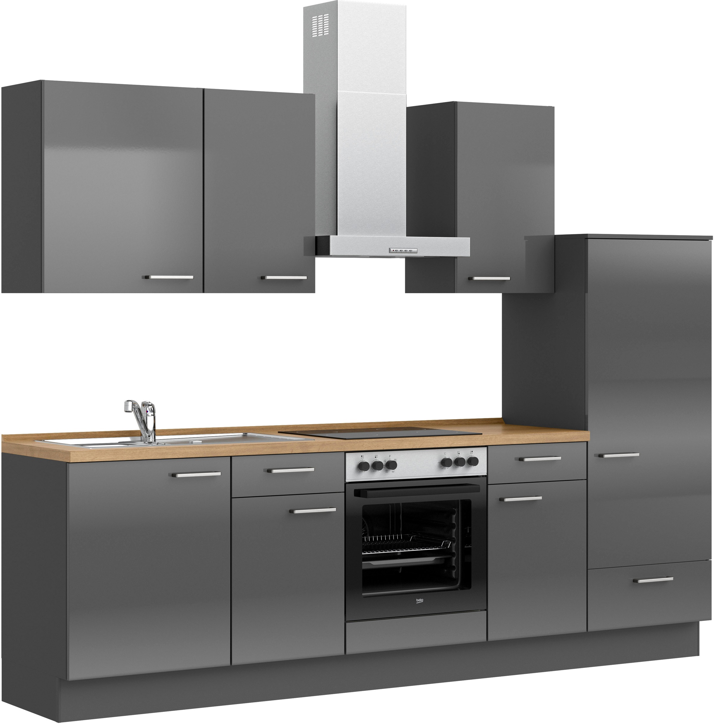 nobilia® Küchenzeile »"Flash I"«, vormontiert, Ausrichtung wählbar, Breite 270 cm, wahlw. mit E-Geräten