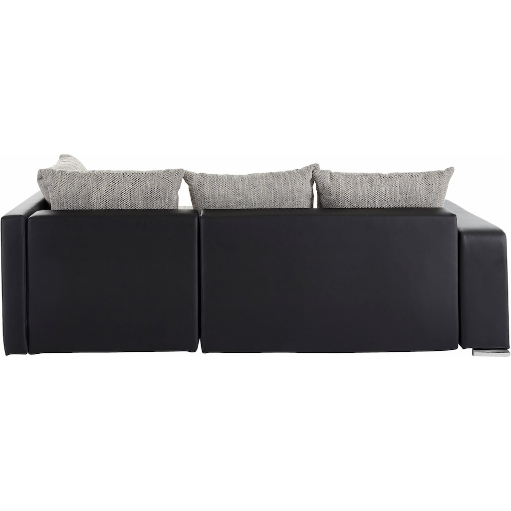 Ecksofa John mit Bettfunktion, Bettkasten und Regalarmteil