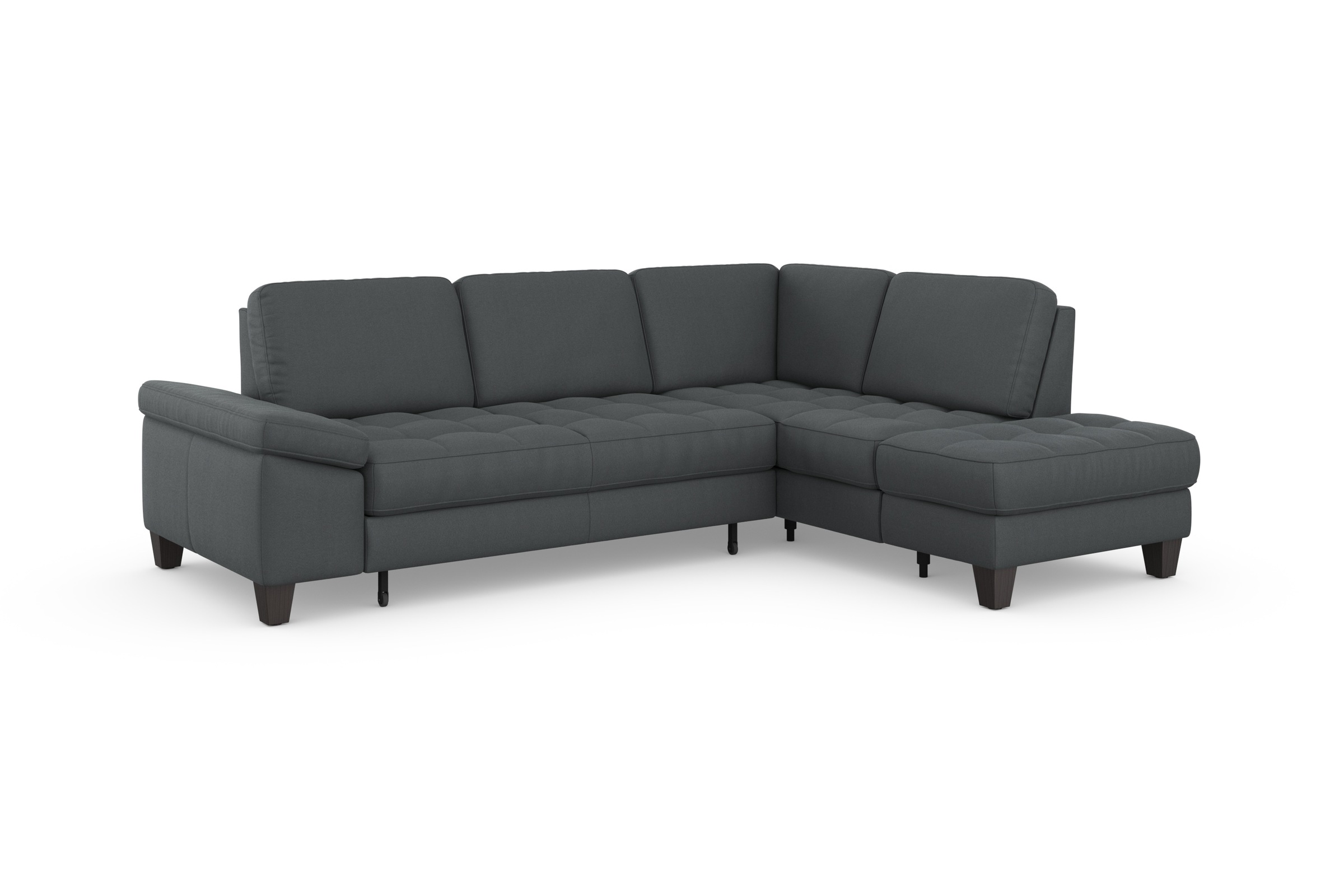 Ecksofa SIT & MORE "Westham L-Form", grau, B:261cm H:88cm T:179cm, 100% Polyester, Sofas, Ecksofa, mit Ottomane, mit oder ohne Bettfunktion, Bettkasten, Verstellung 3