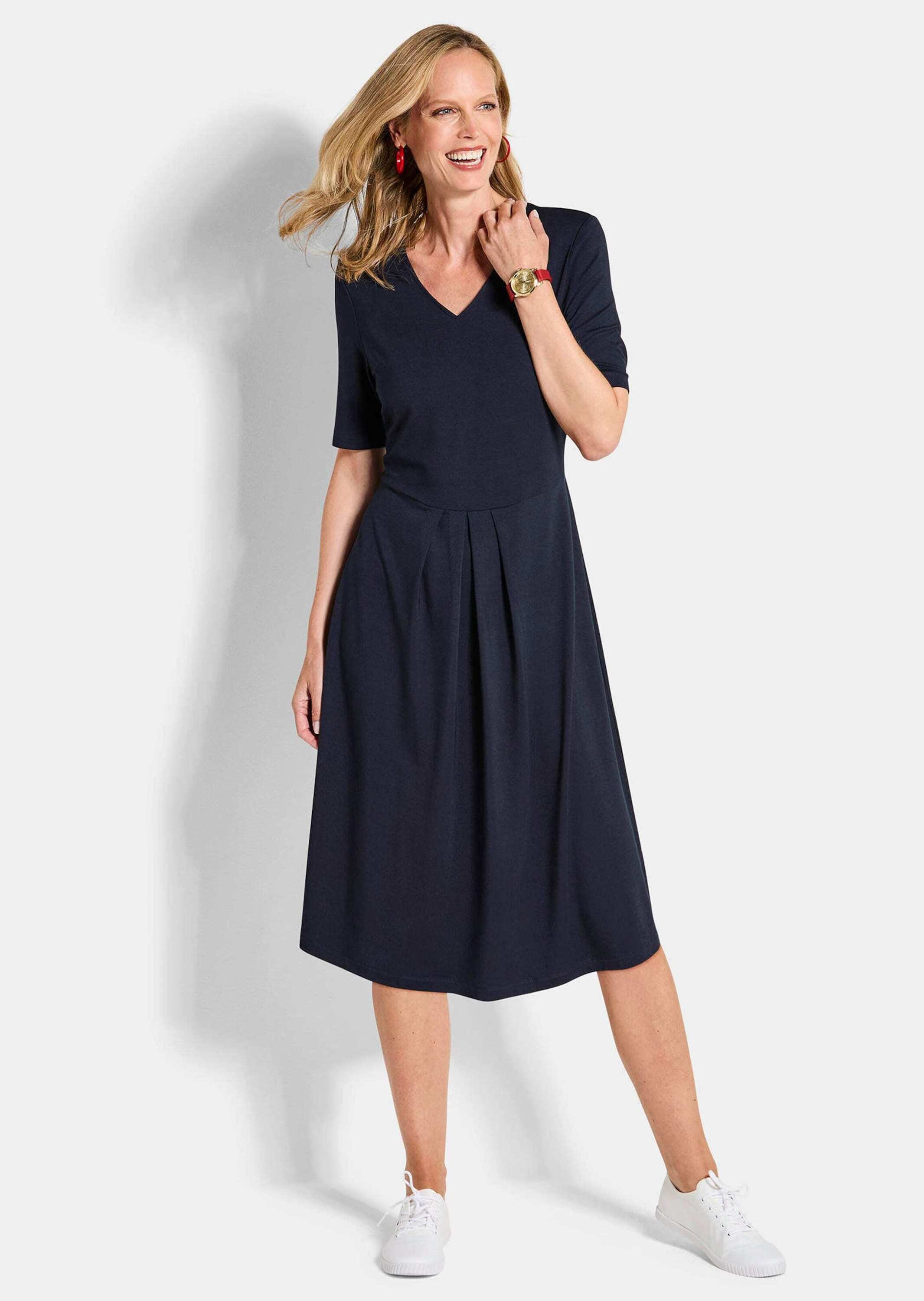 GOLDNER Jerseykleid "Viskosekleid mit Kellerfalten" Ohne Taschen stretchbeq günstig online kaufen