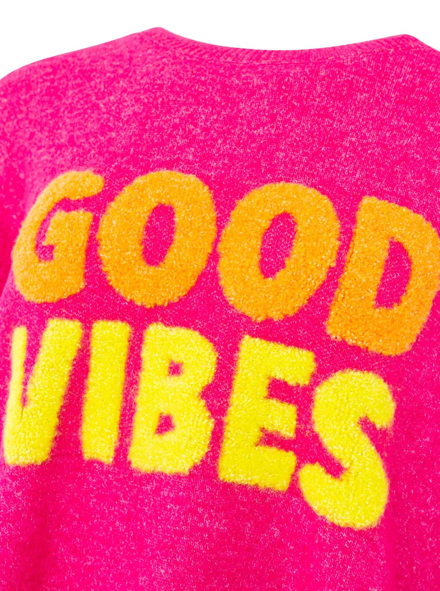 Zwillingsherz Strickpullover »"GOOD VIBES"« farbiger Schriftzug, gestreifte Neon-Bündchen, Rundhals, Strick