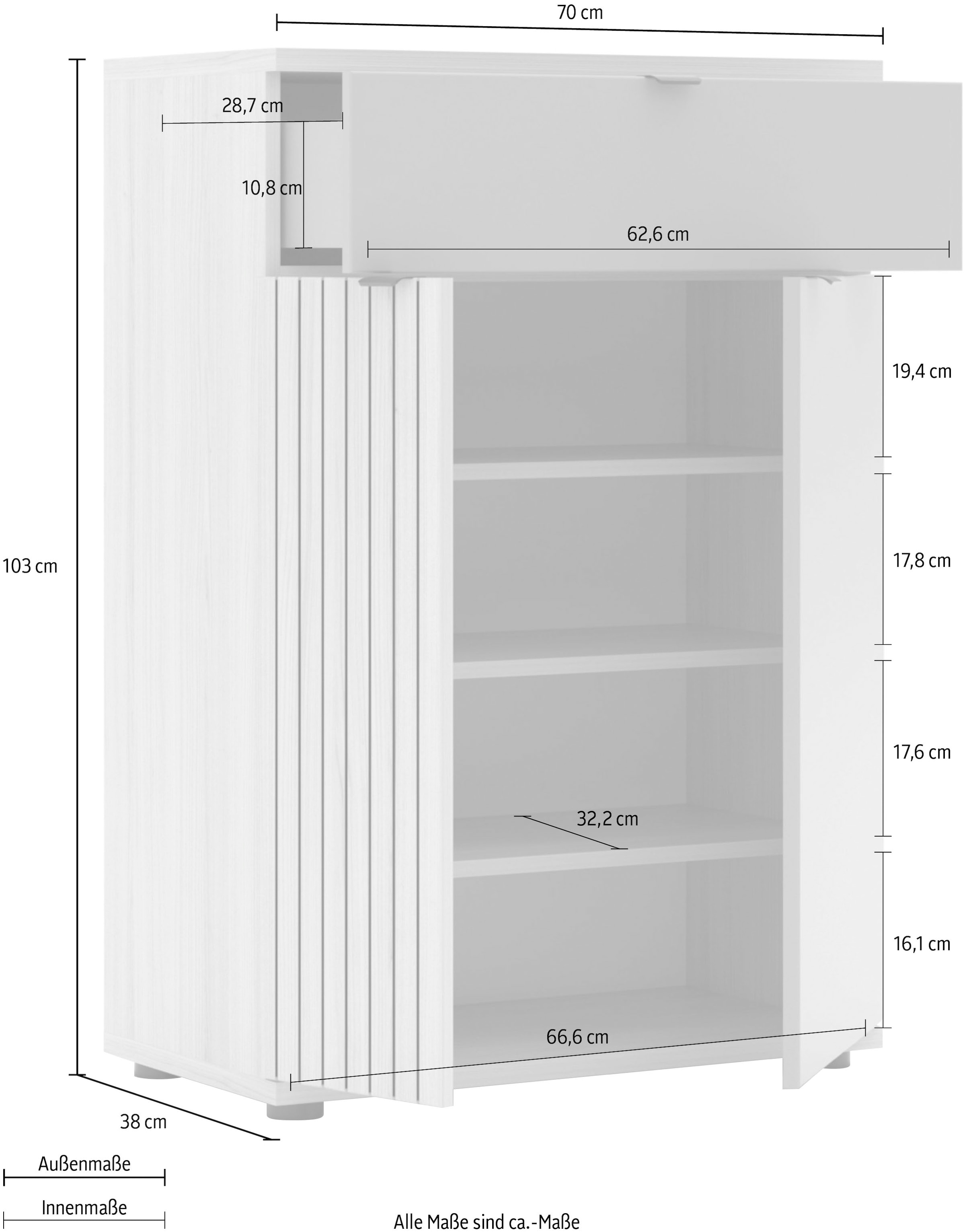Innostyle Schuhschrank »PISA Schuhschrank« 1 Stk. tlg. Soft Close, AB- Kante, 1 Schublade, 4 Fächer