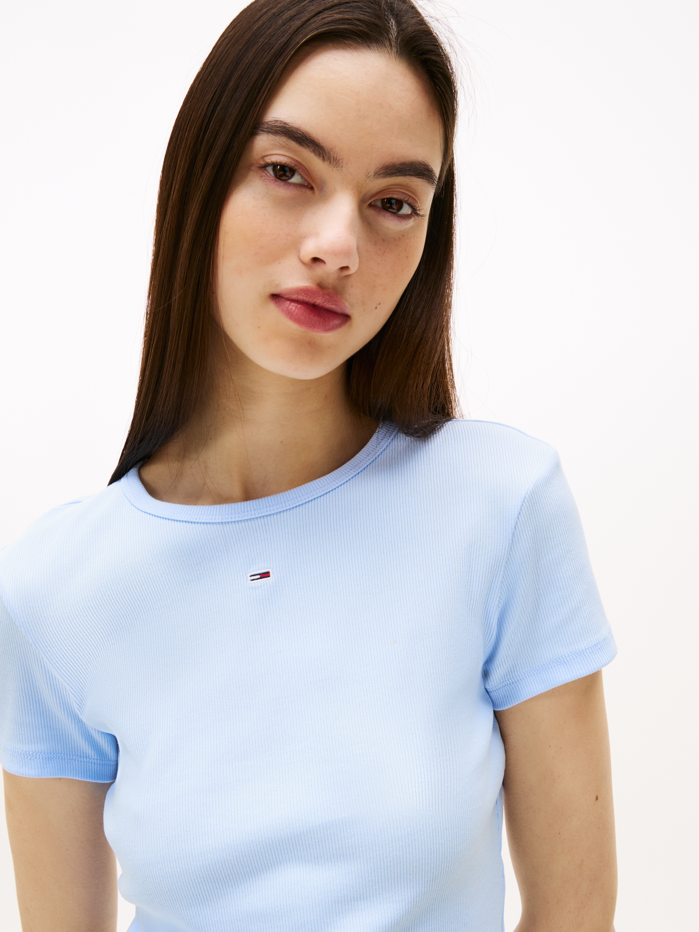 Tommy Jeans Kurzarmshirt »TJW SLIM ESSENTIAL RIB SS EXT«, mit gerippter Struktur