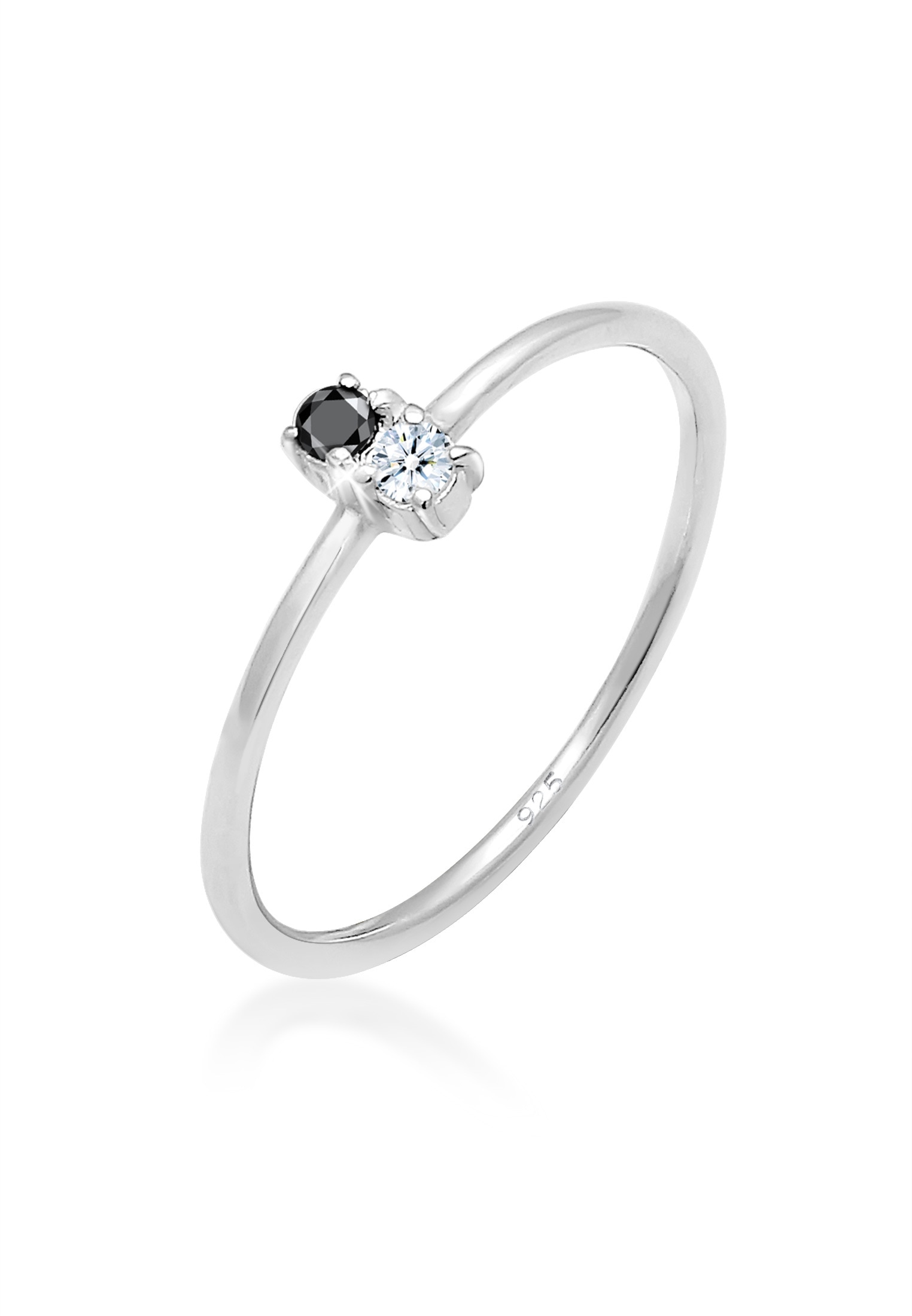 Verlobungsring »Bi-Color Schwarzer Diamant (0.06 ct.) 925 Silber«