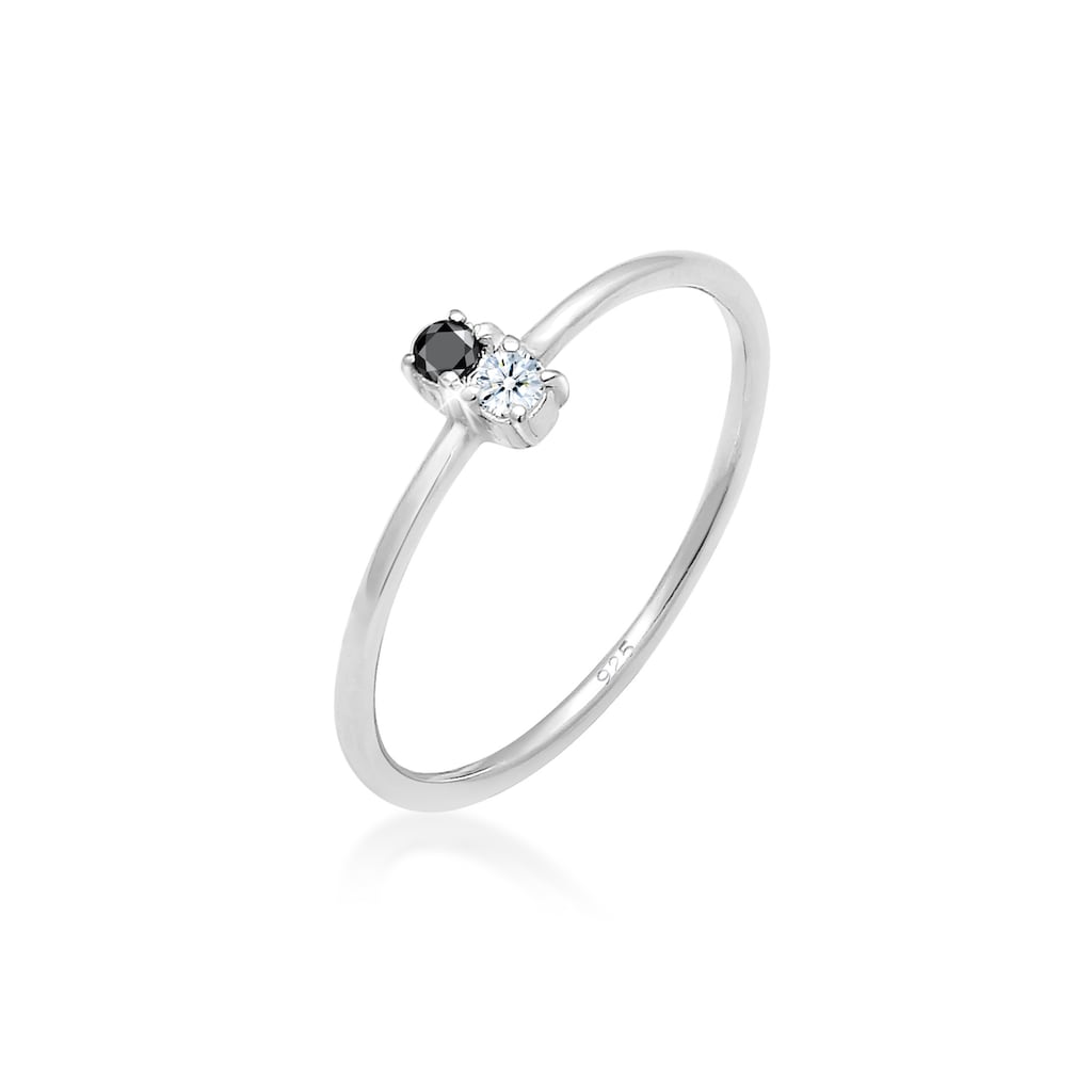 Elli DIAMONDS Verlobungsring »Bi-Color Schwarzer Diamant (0.06 ct.) 925 Silber«